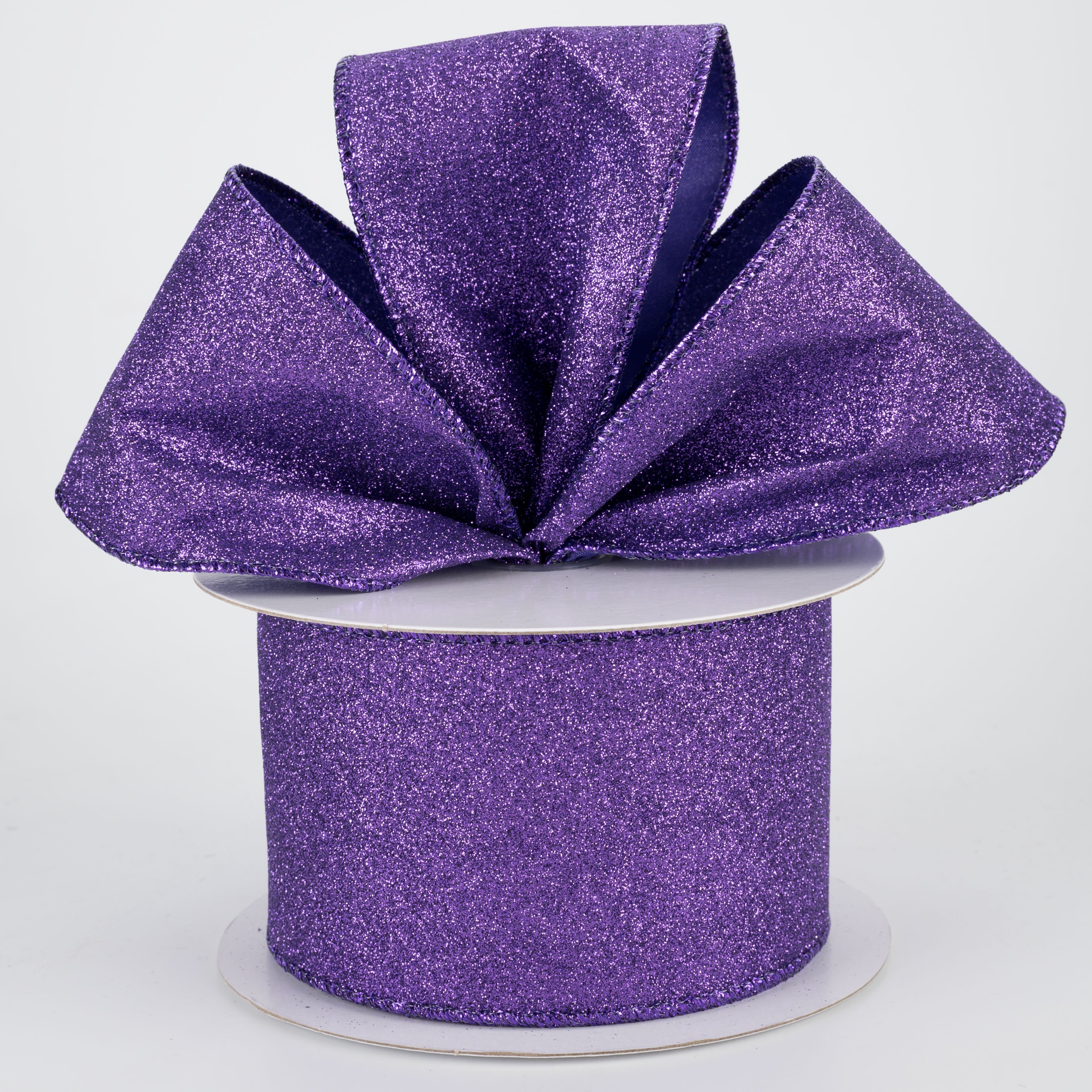 2.5" Lustrous All Flat Glitter Ribbon: Purple (10 Yards) Lifestyle Photo