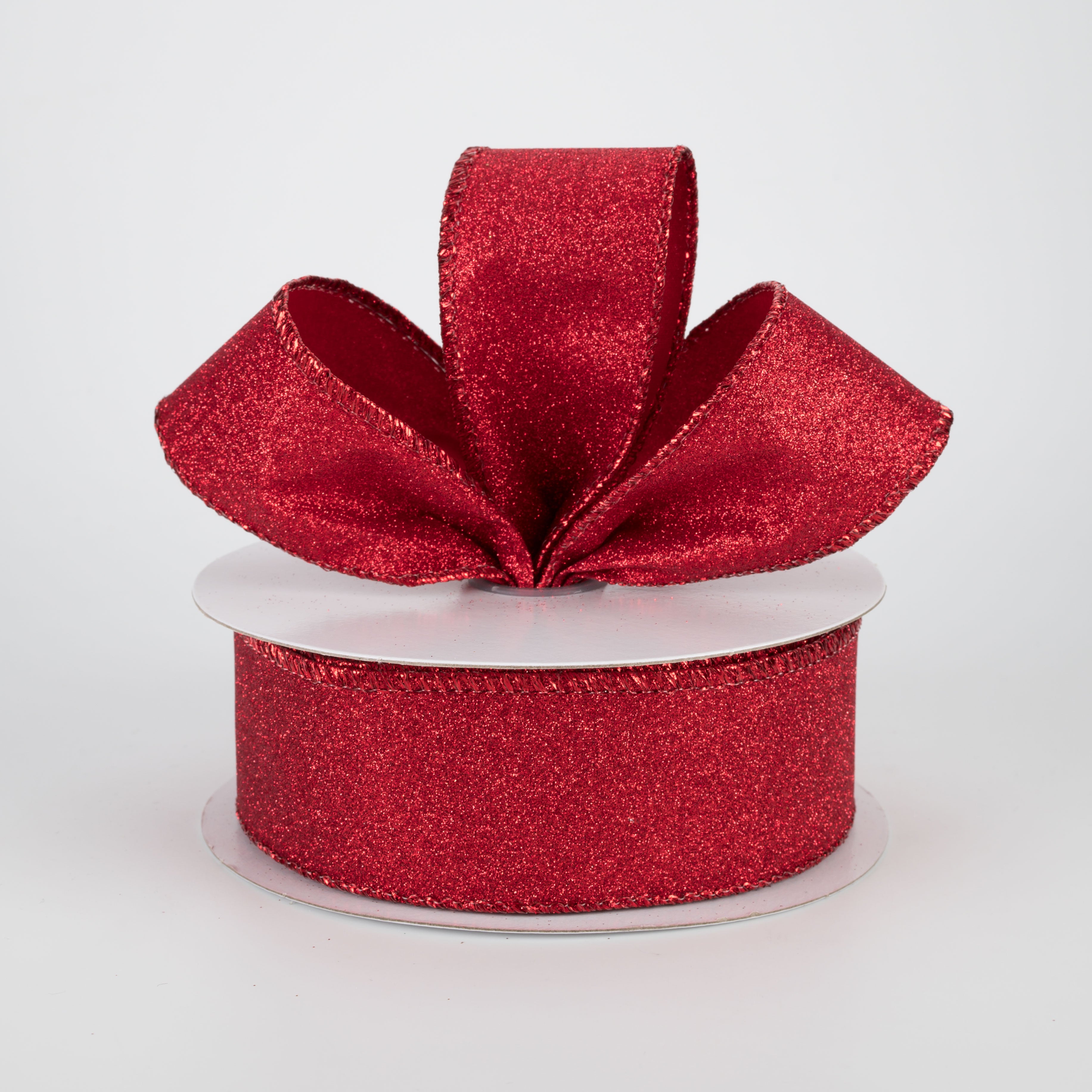 1.5" Lustrous All Flat Glitter Ribbon: Red (10 Yards) Lifestyle Photo