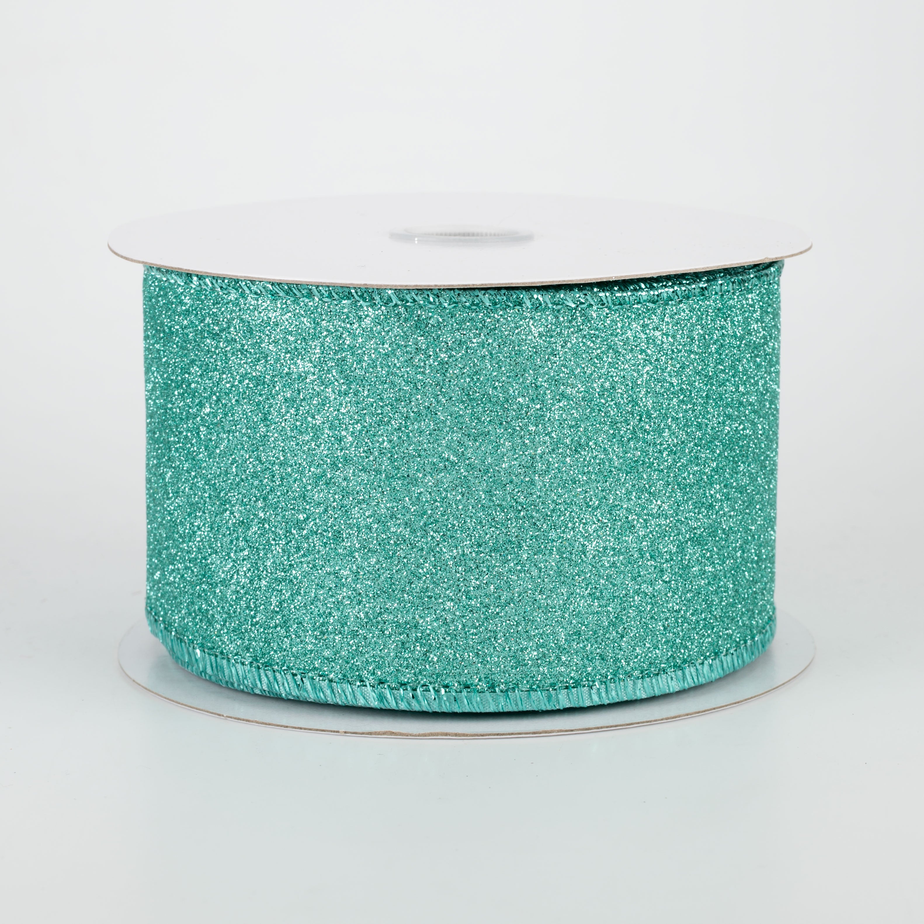 2.5" Lustrous All Flat Glitter Ribbon: Turquoise (10 Yards)