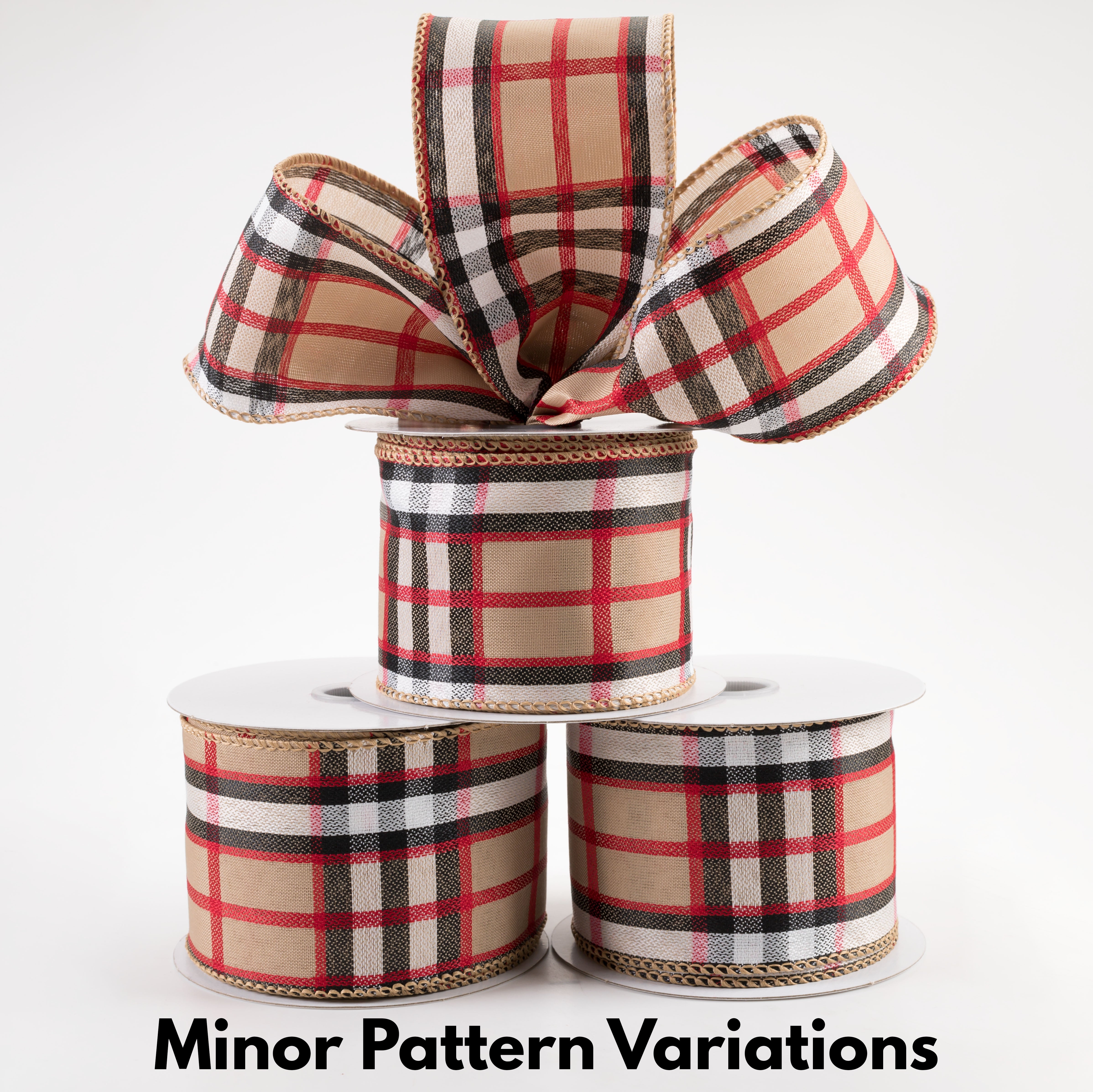 2.5" Luxe Plaid Ribbon: Brown, Black, Red, White (10 Yards) Lifestyle Photo