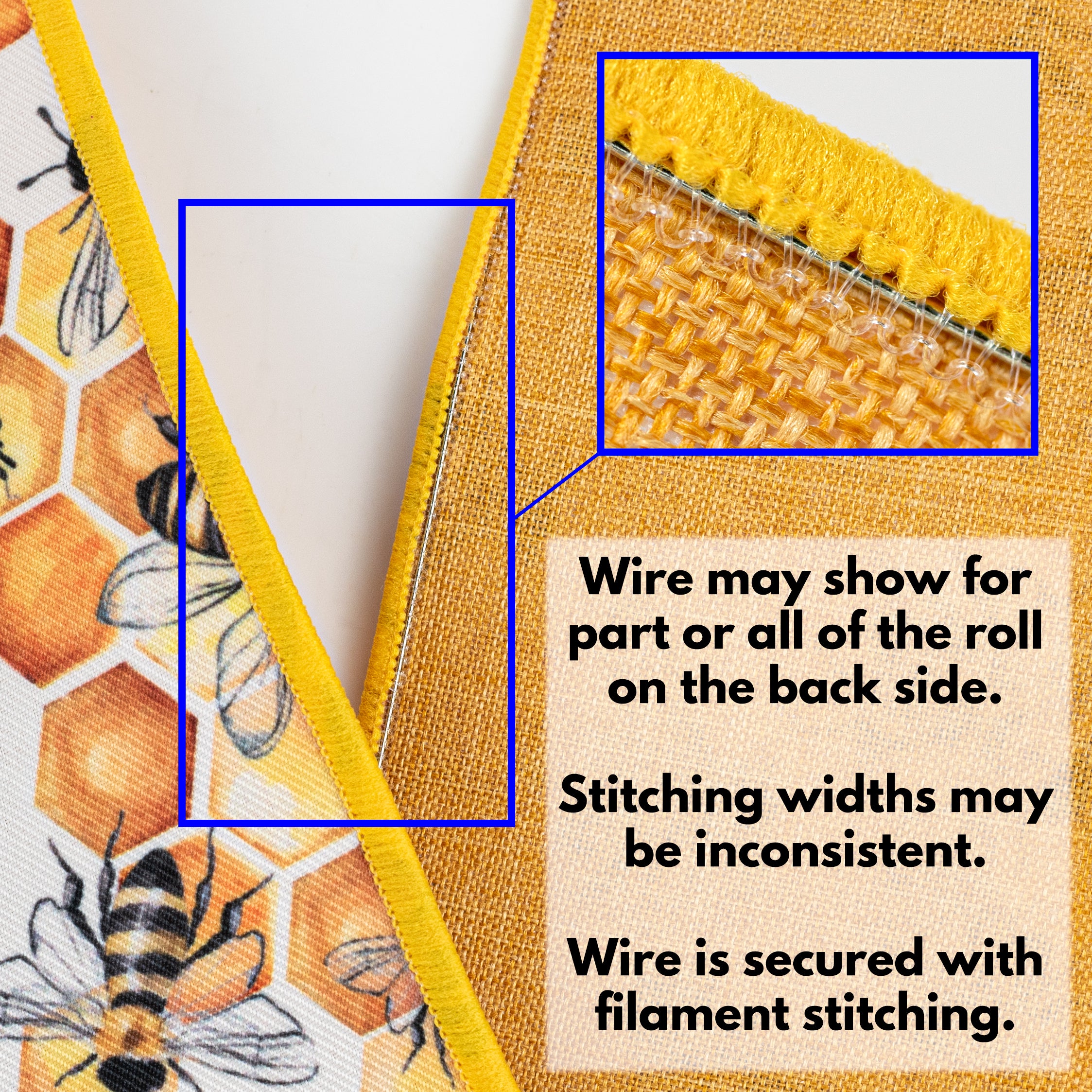 4" Double Sided Fused Honeycomb Bees Ribbon (10 Yards)