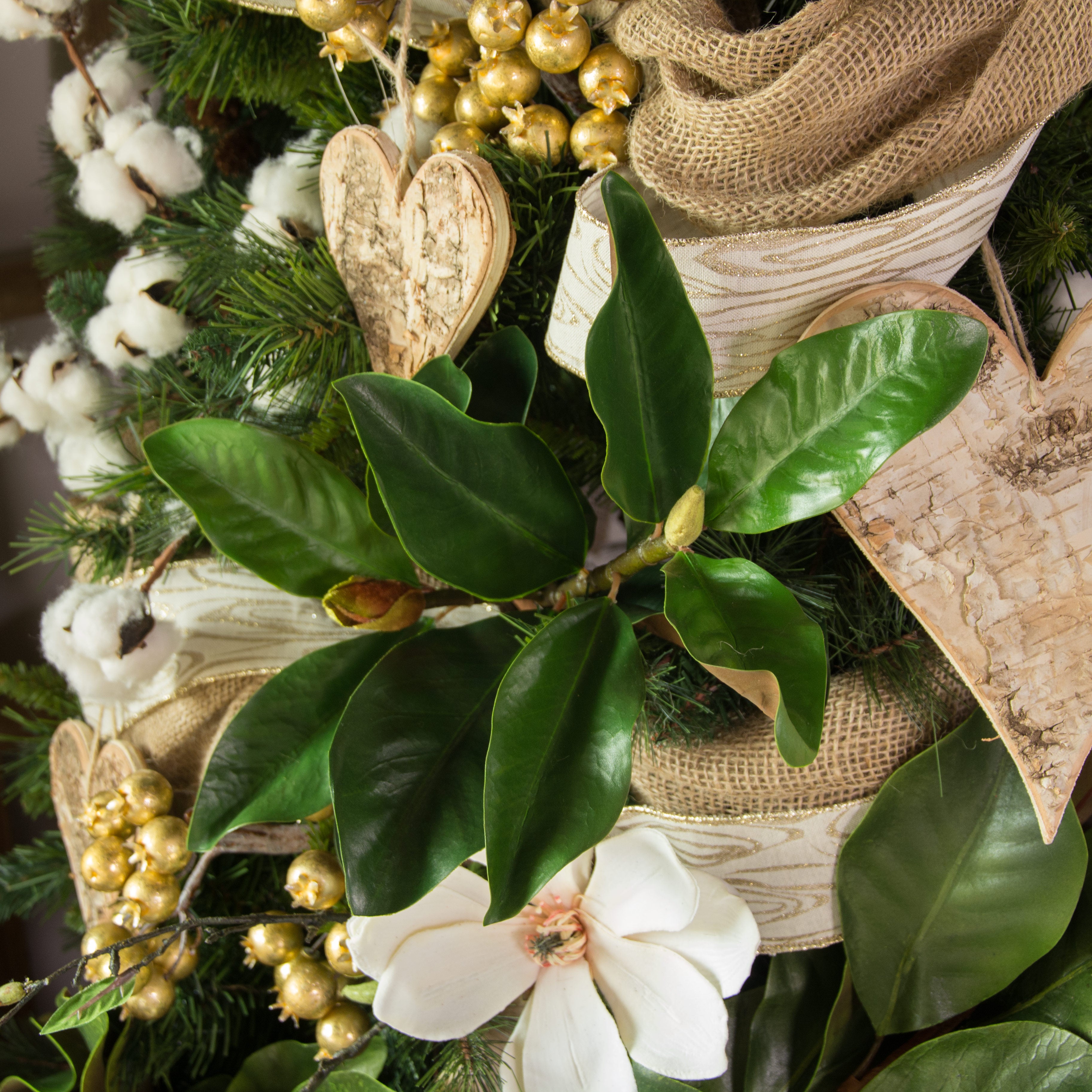 32" Magnolia Flower Bud & Leaves Stem Lifestyle Photo