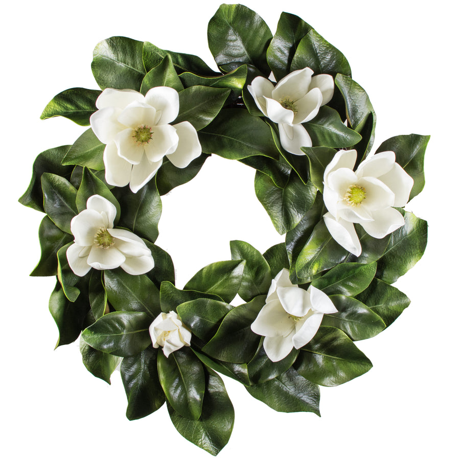 28" Magnolia Flower Wreath Item Number: 2839015WH