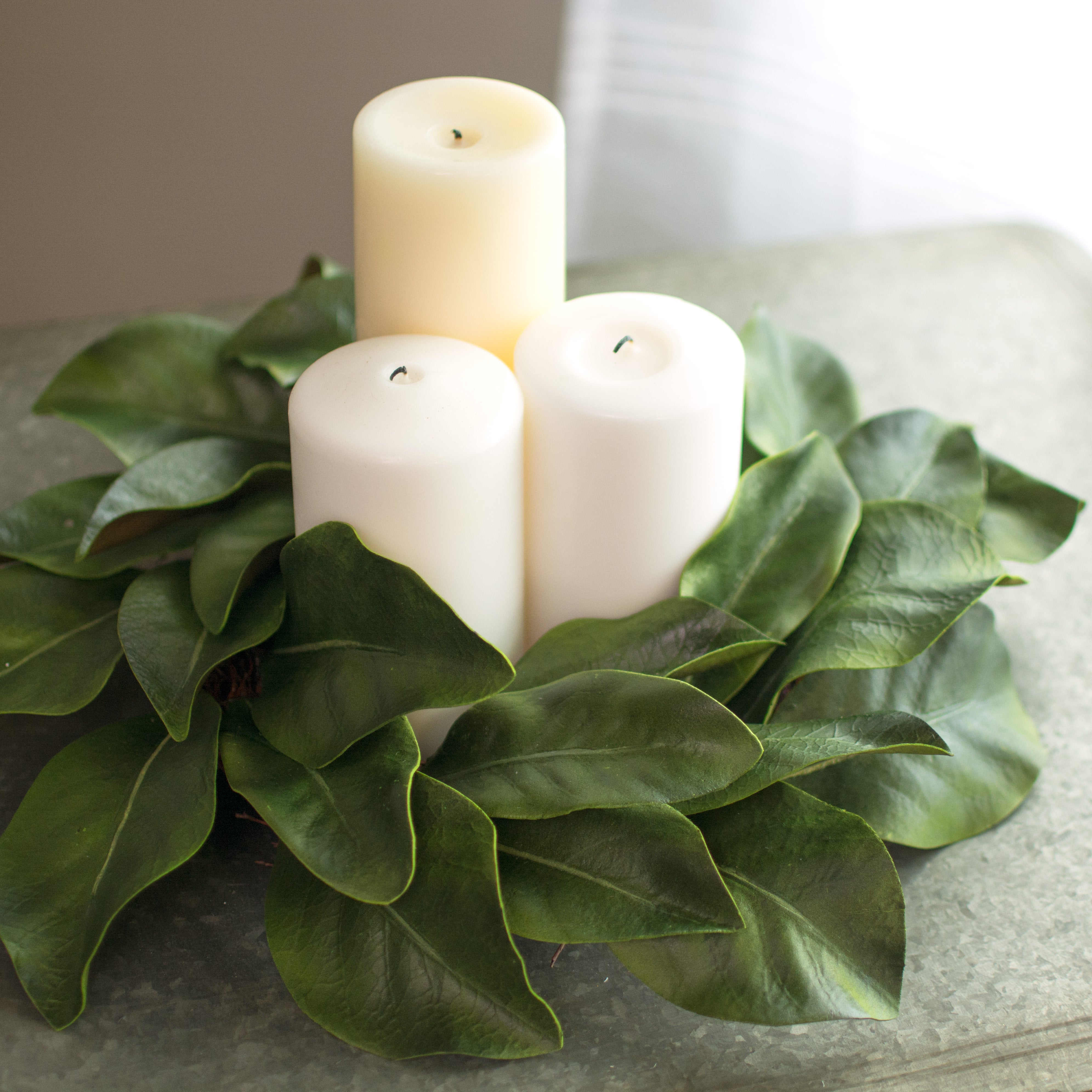 16" Magnolia Leaf Candle Ring Lifestyle Photo