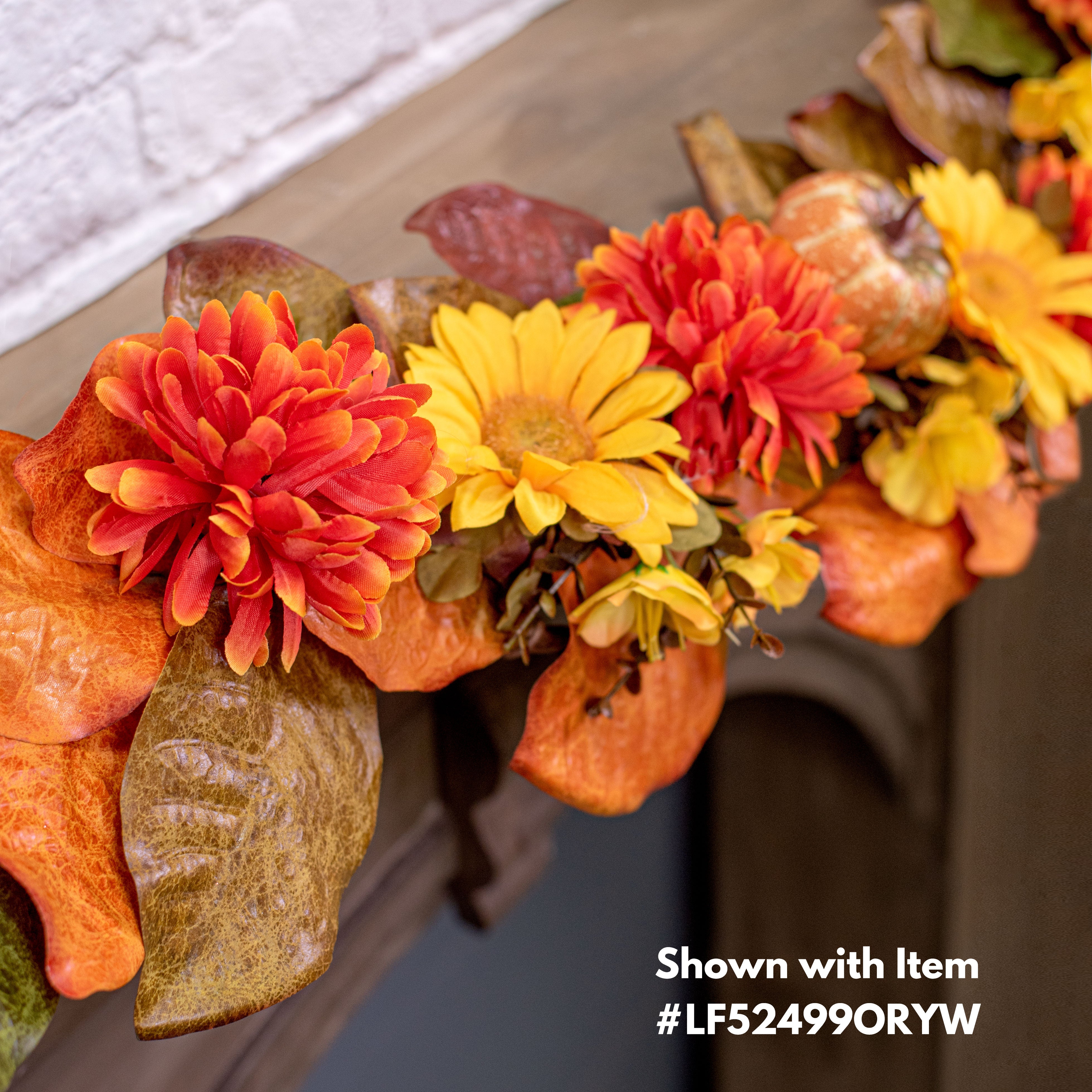 5' Magnolia Leaf Garland: Fall Mix Lifestyle Photo