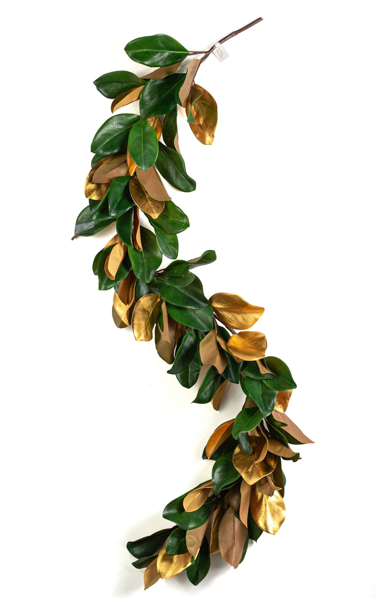 5' Magnolia Leaf Garland: Green & Metallic Gold detail photo 6