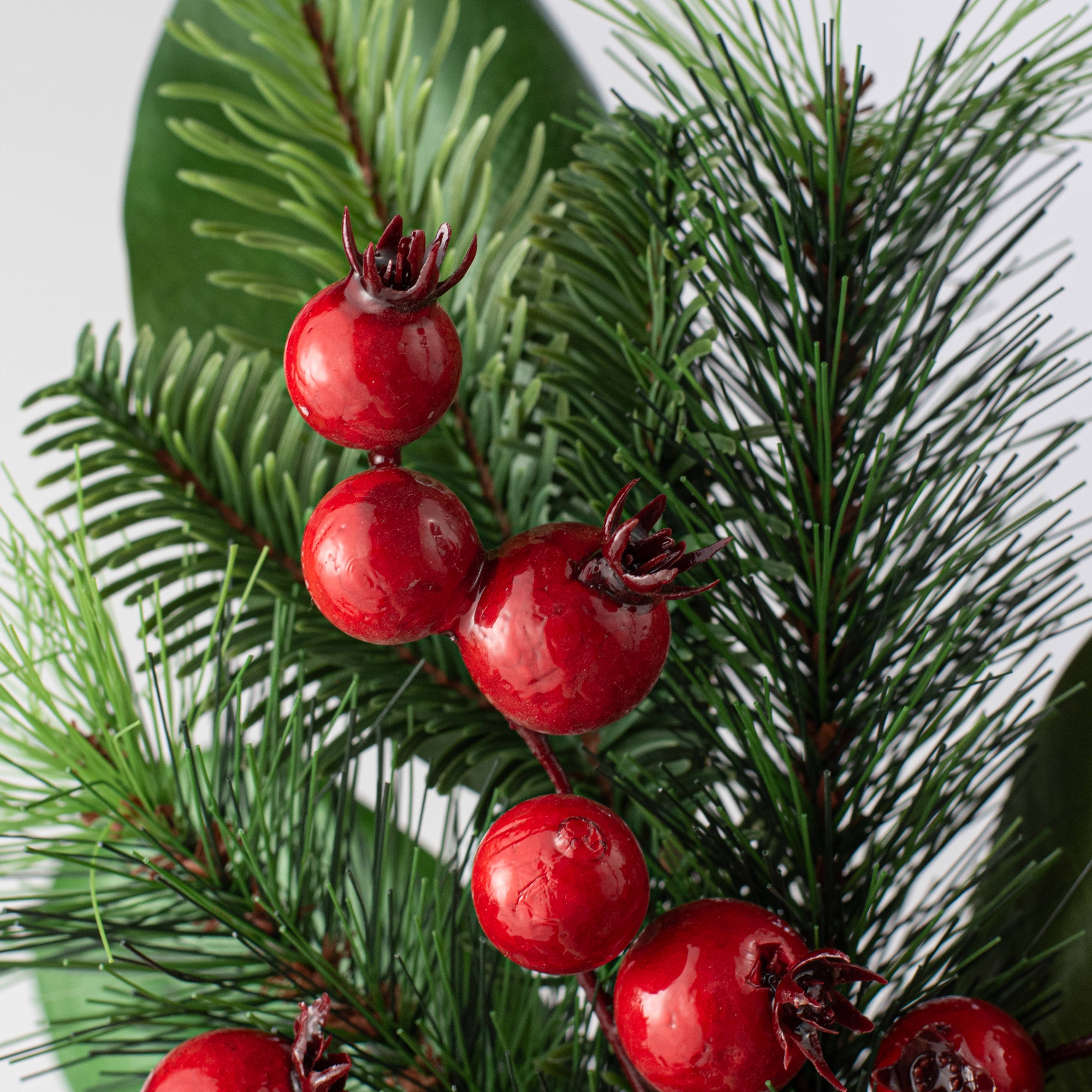 16" Magnolia Leaf, Pine, Berries & Cone Pick Lifestyle Photo