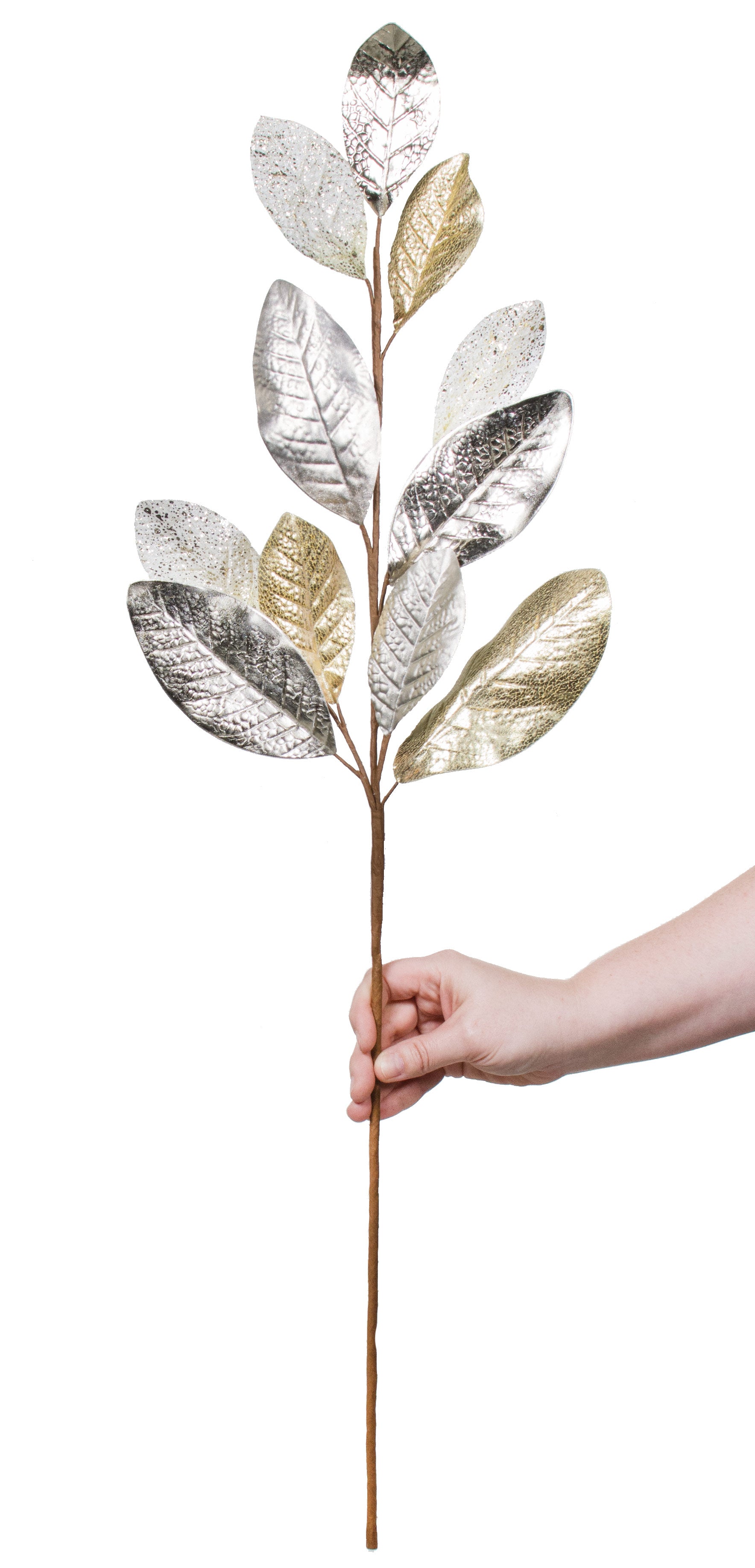 29" Magnolia Leaf Spray: Ivory & Gold Lifestyle Photo