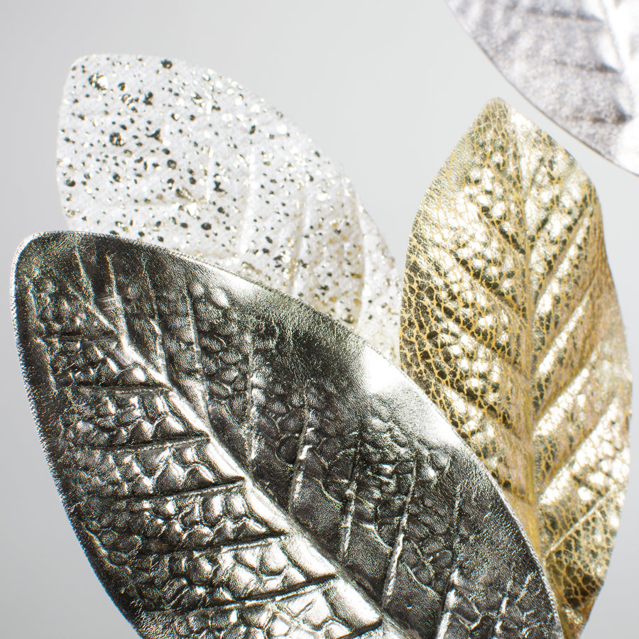 29" Magnolia Leaf Spray: Ivory & Gold detail photo 3