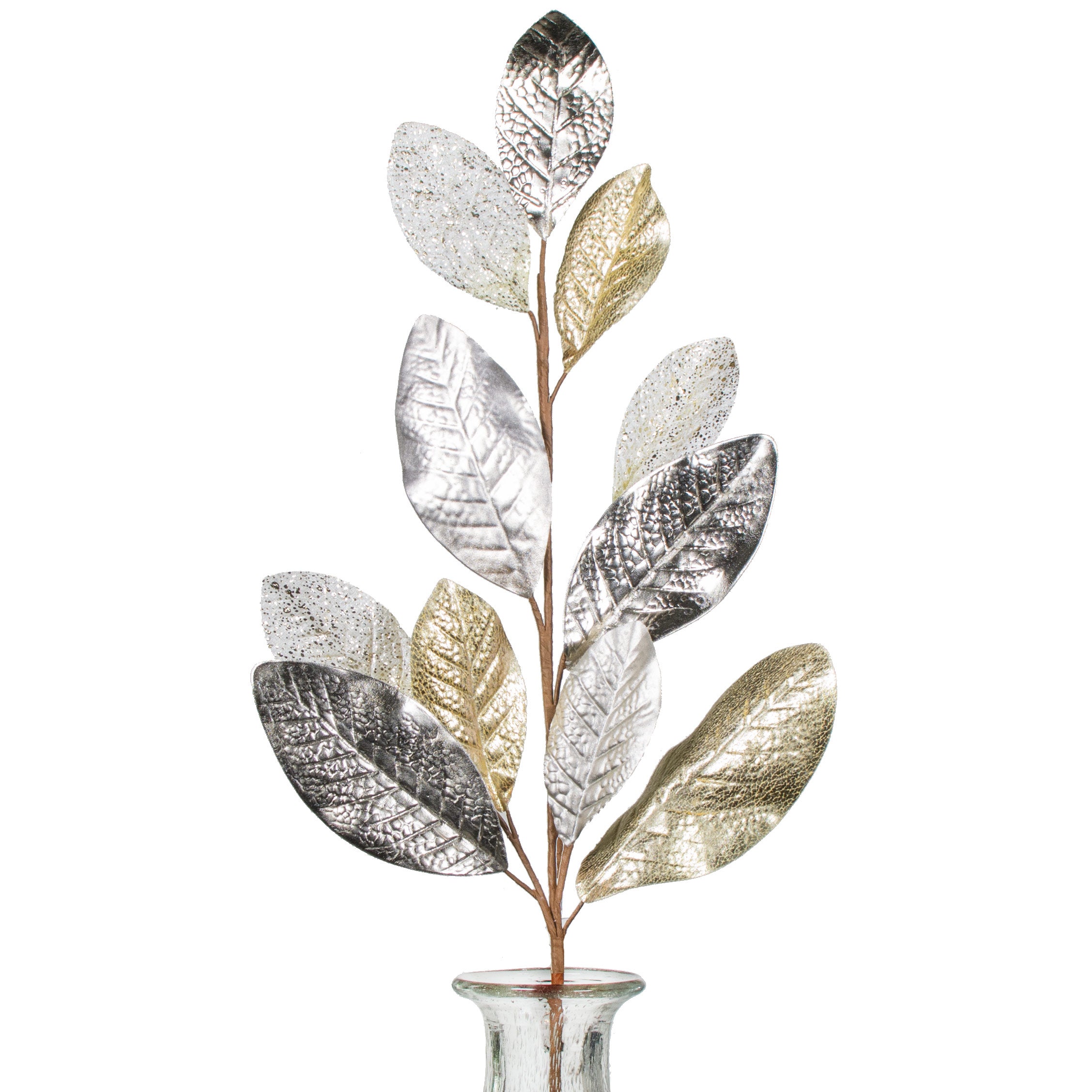 29" Magnolia Leaf Spray: Ivory & Gold Item Number: XS7546
