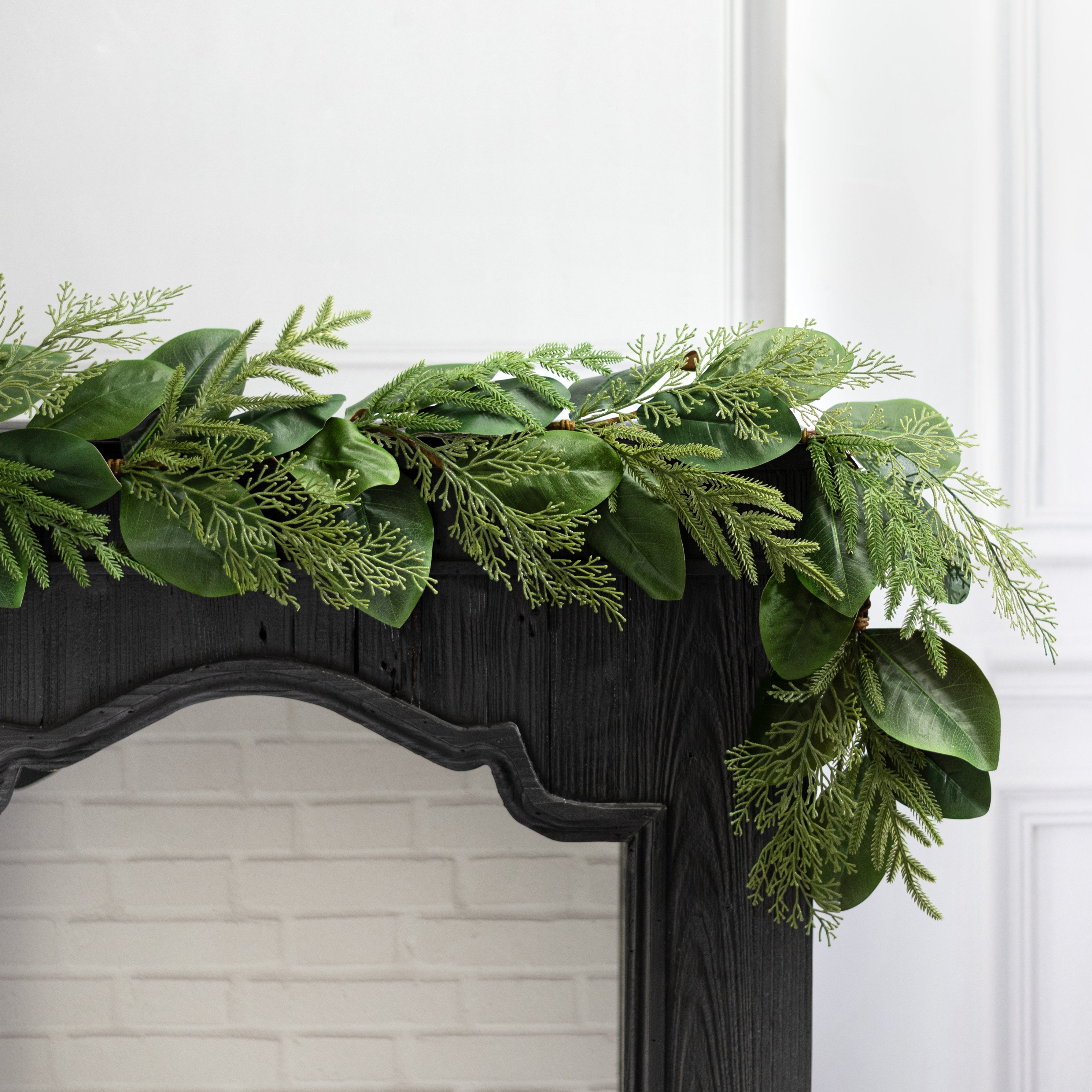 5' Magnolia Leaves with Norfolk & Cedar Pine Garland Lifestyle Photo