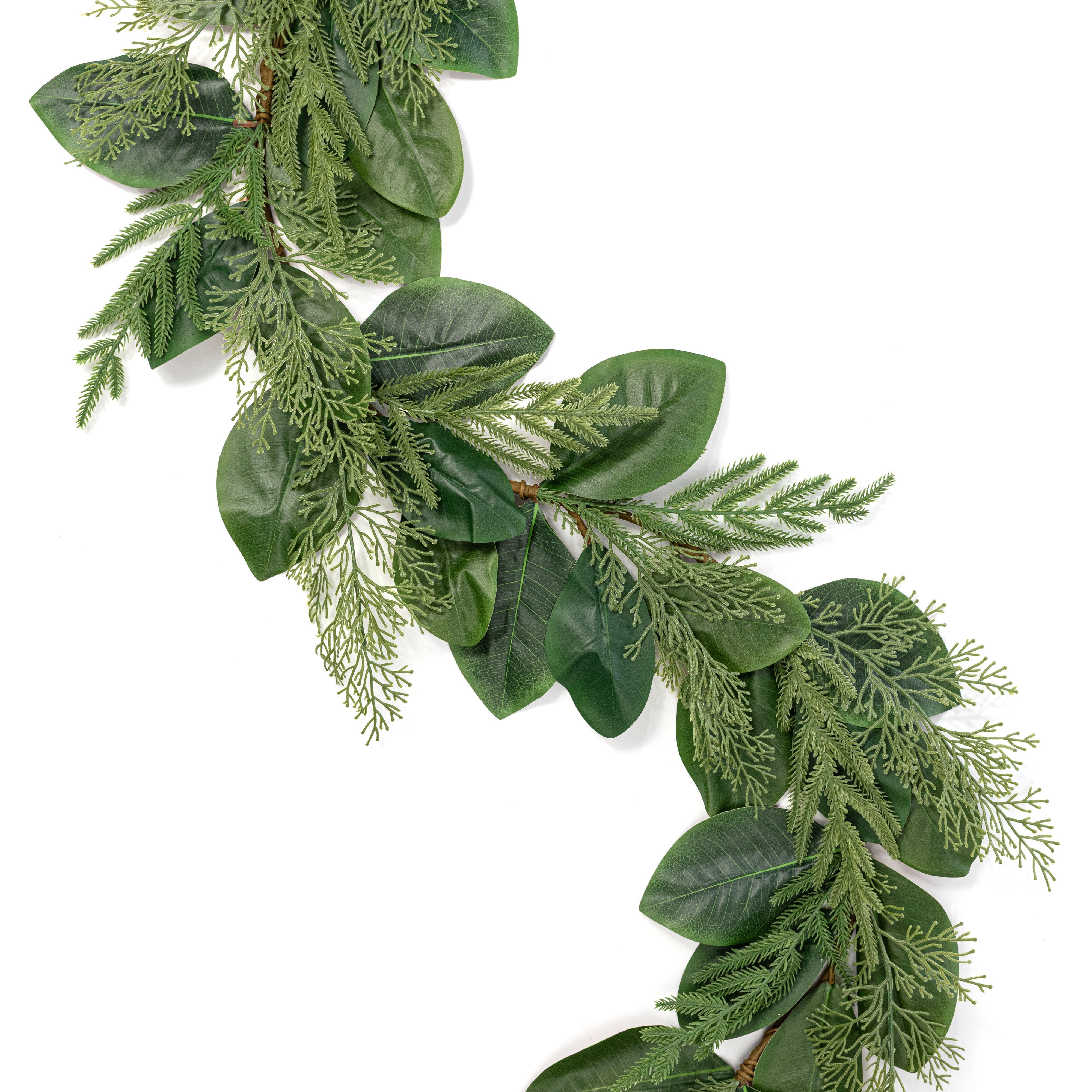 5' Magnolia Leaves with Norfolk & Cedar Pine Garland Item Number: 511131