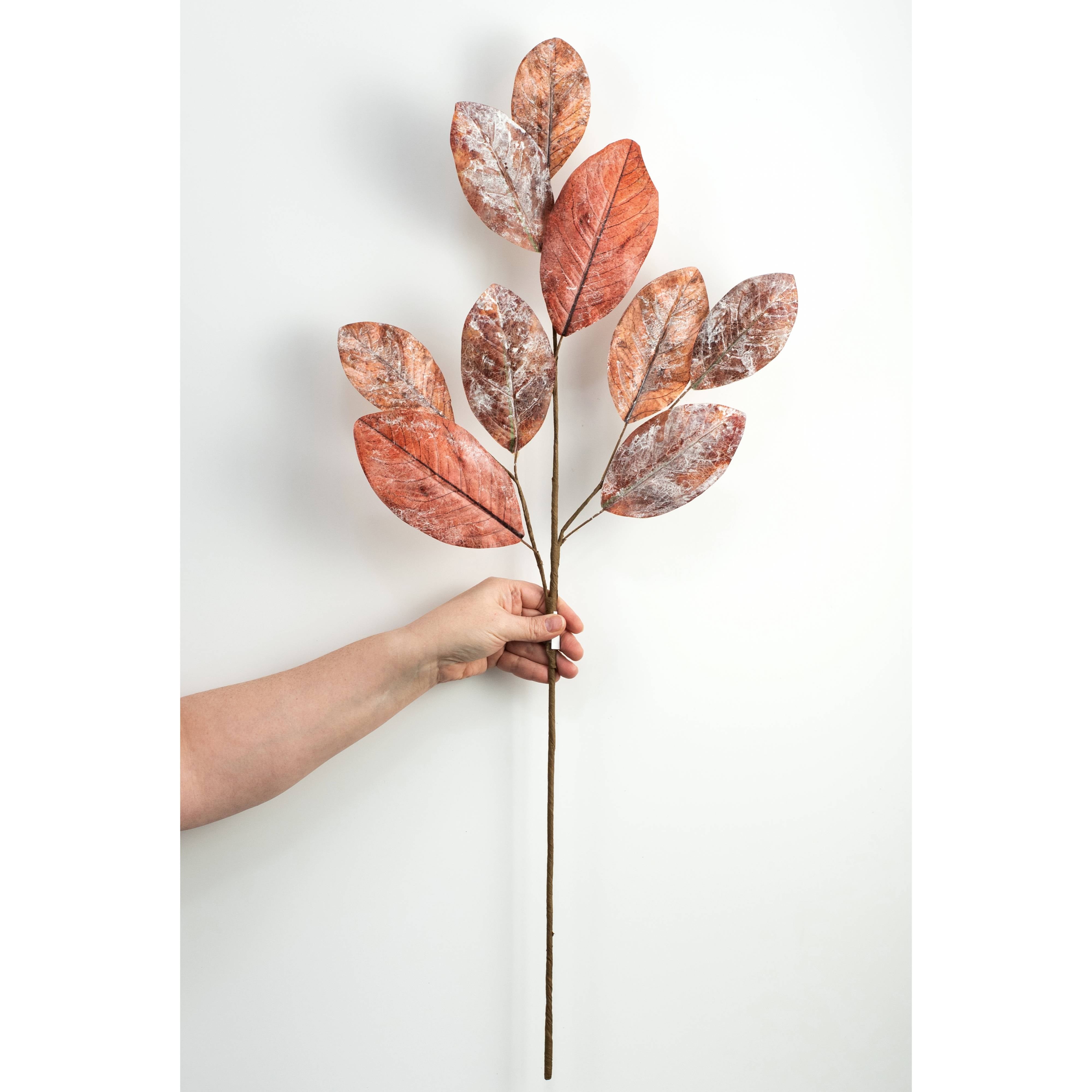 32" Magnolia Leaves Spray: Rust & Browns detail photo 3