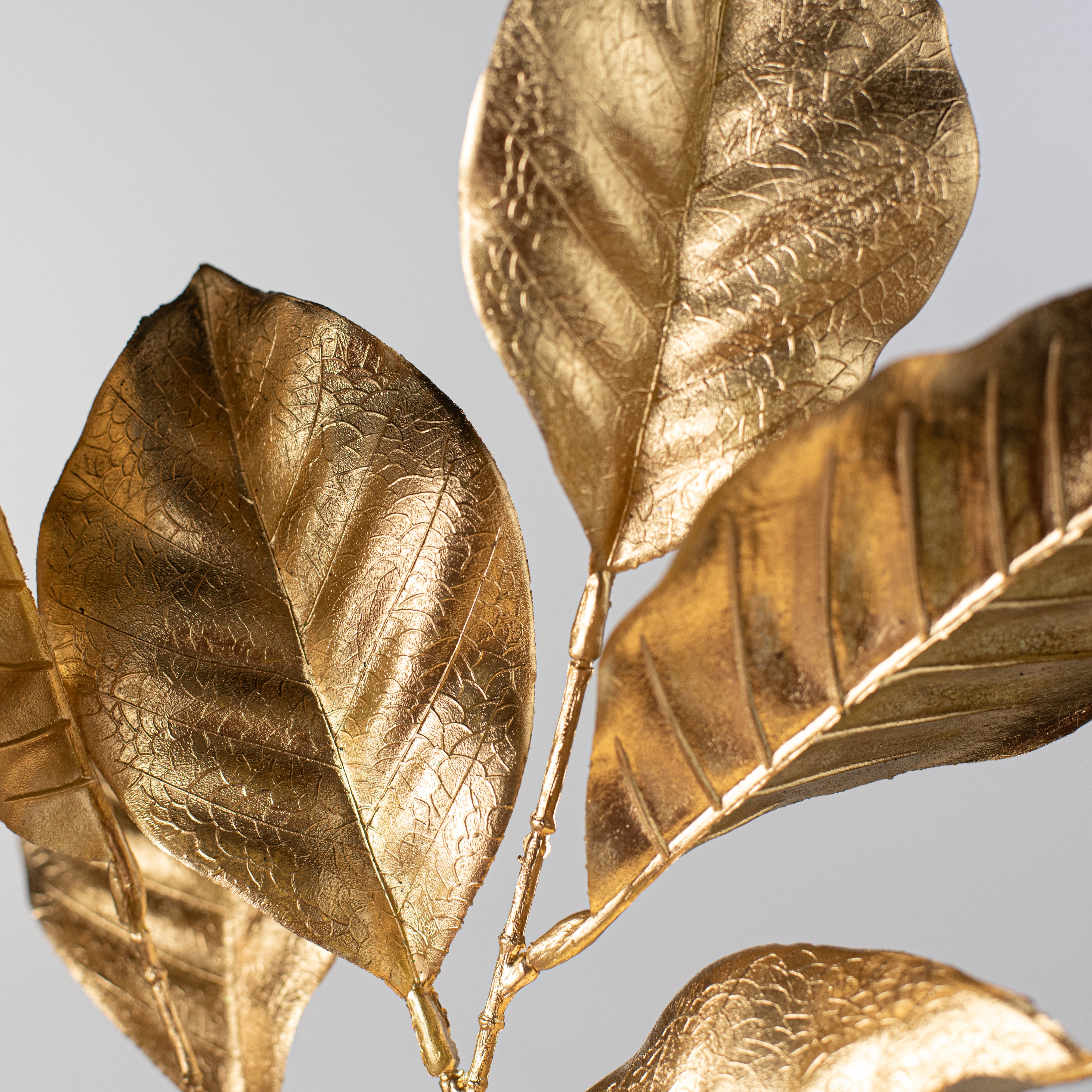 25" Magnolia Metallic Leaf Spray: Gold detail photo 4
