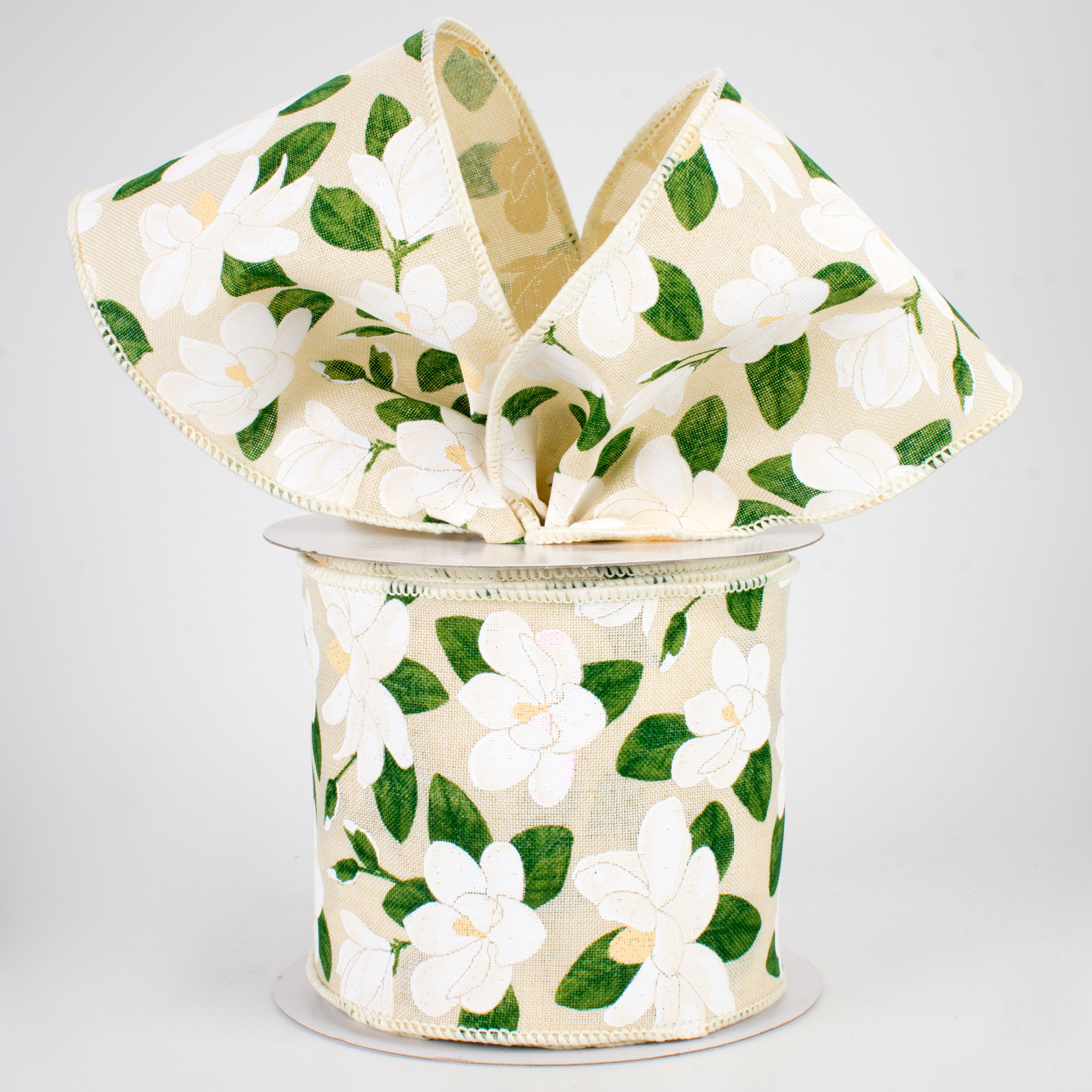 4" Magnolia Ribbon: Cream (10 Yards) Lifestyle Photo