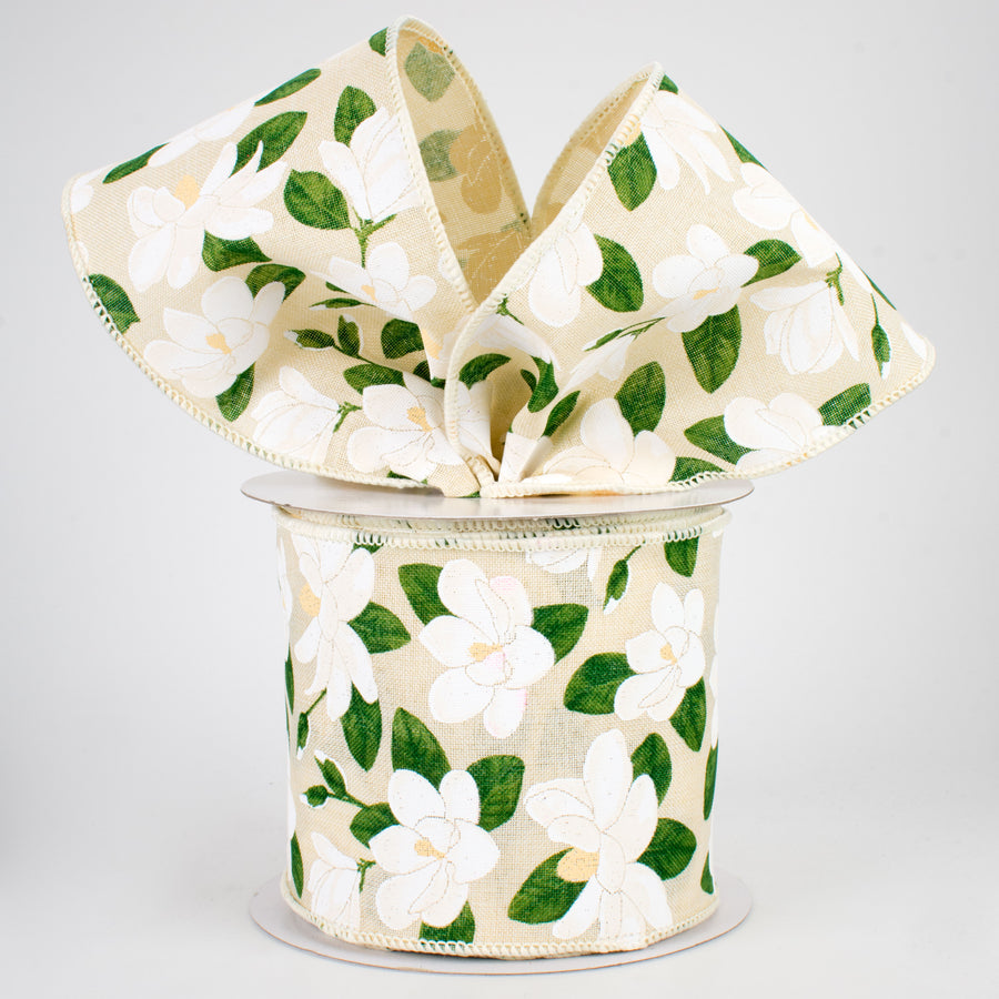 4" Magnolia Ribbon: Cream (10 Yards) Lifestyle Photo