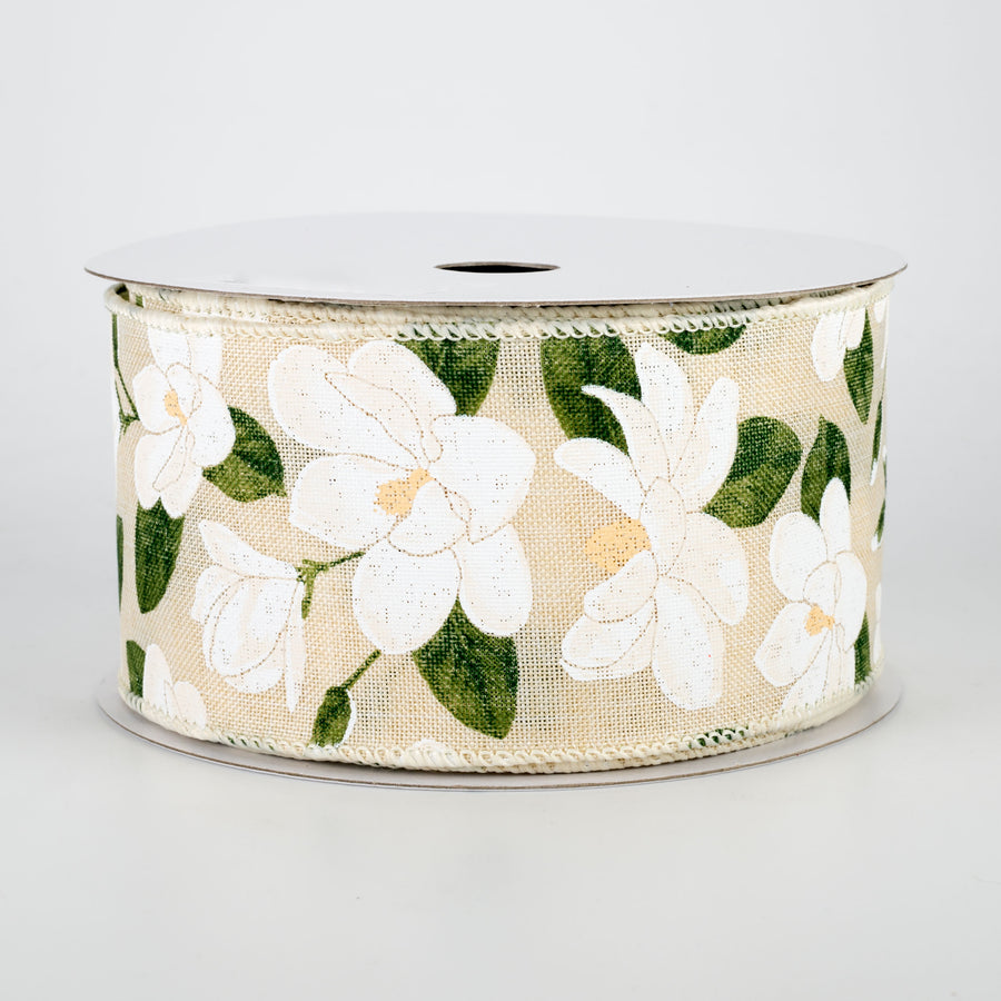 2.5" Magnolia Ribbon: Cream (10 Yards)