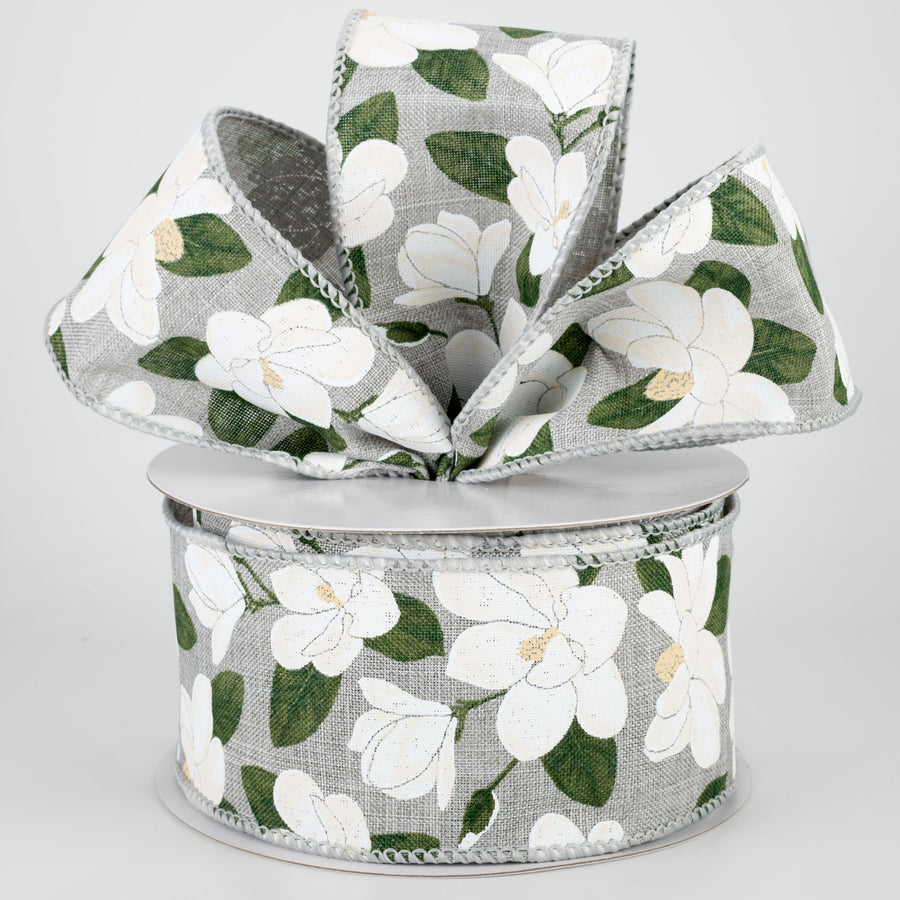 2.5" Magnolia Ribbon: Light Grey (10 Yards) Lifestyle Photo