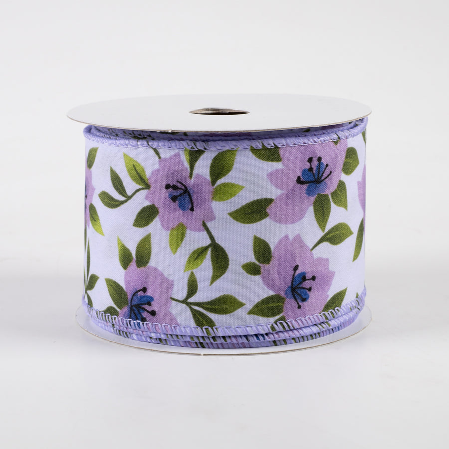 2.5" Magnolias Satin Ribbon: Lavender (10 Yards) Item Number: 41335-40-30