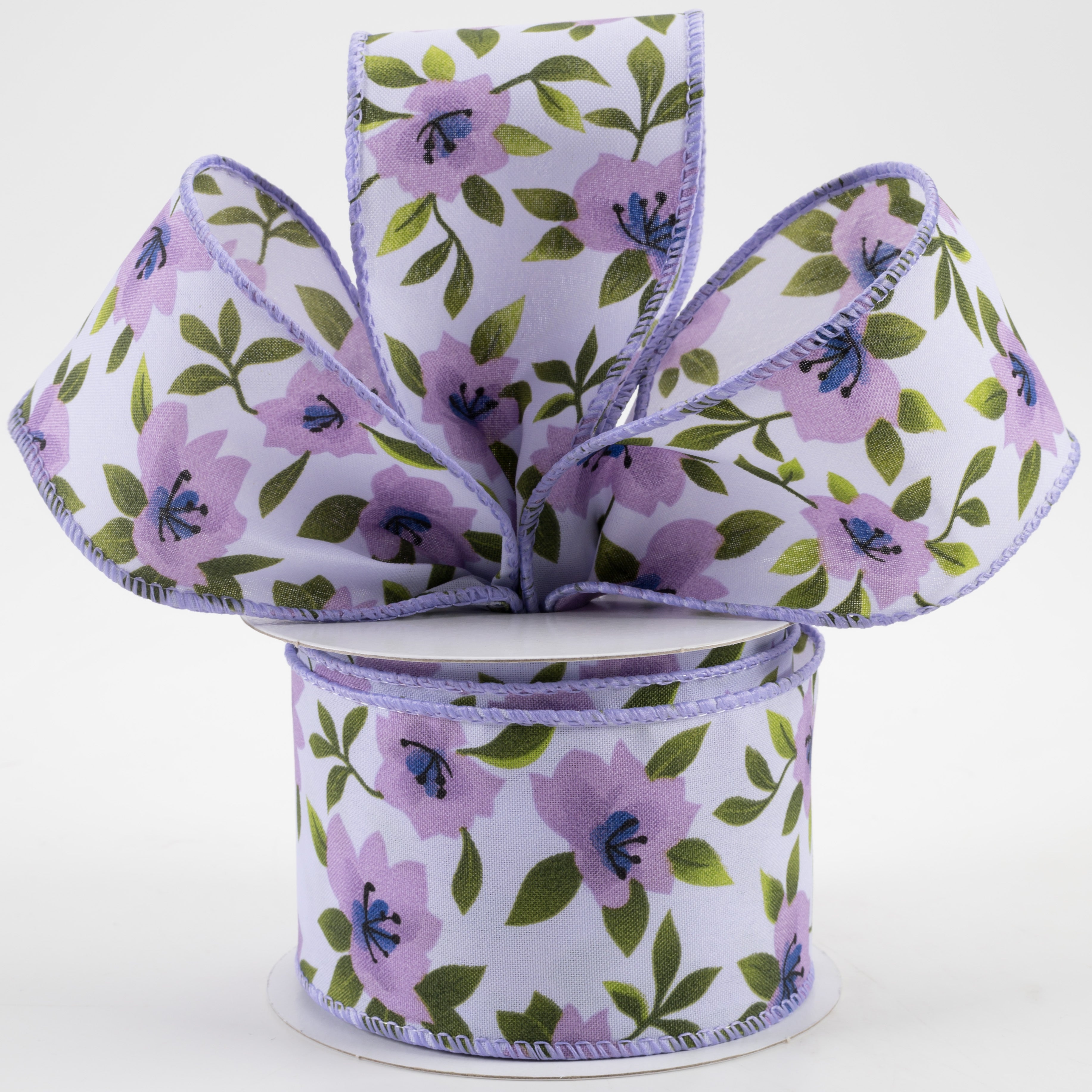 2.5" Magnolias Satin Ribbon: Lavender (10 Yards) Lifestyle Photo