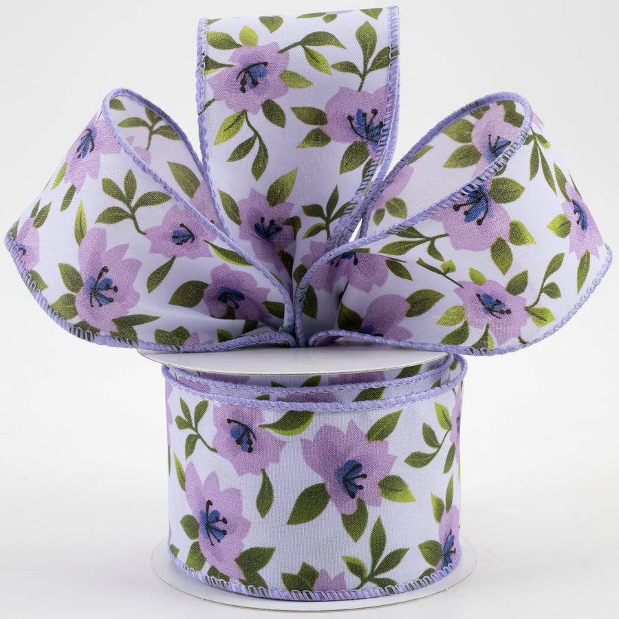 2.5" Magnolias Satin Ribbon: Lavender (10 Yards) Lifestyle Photo