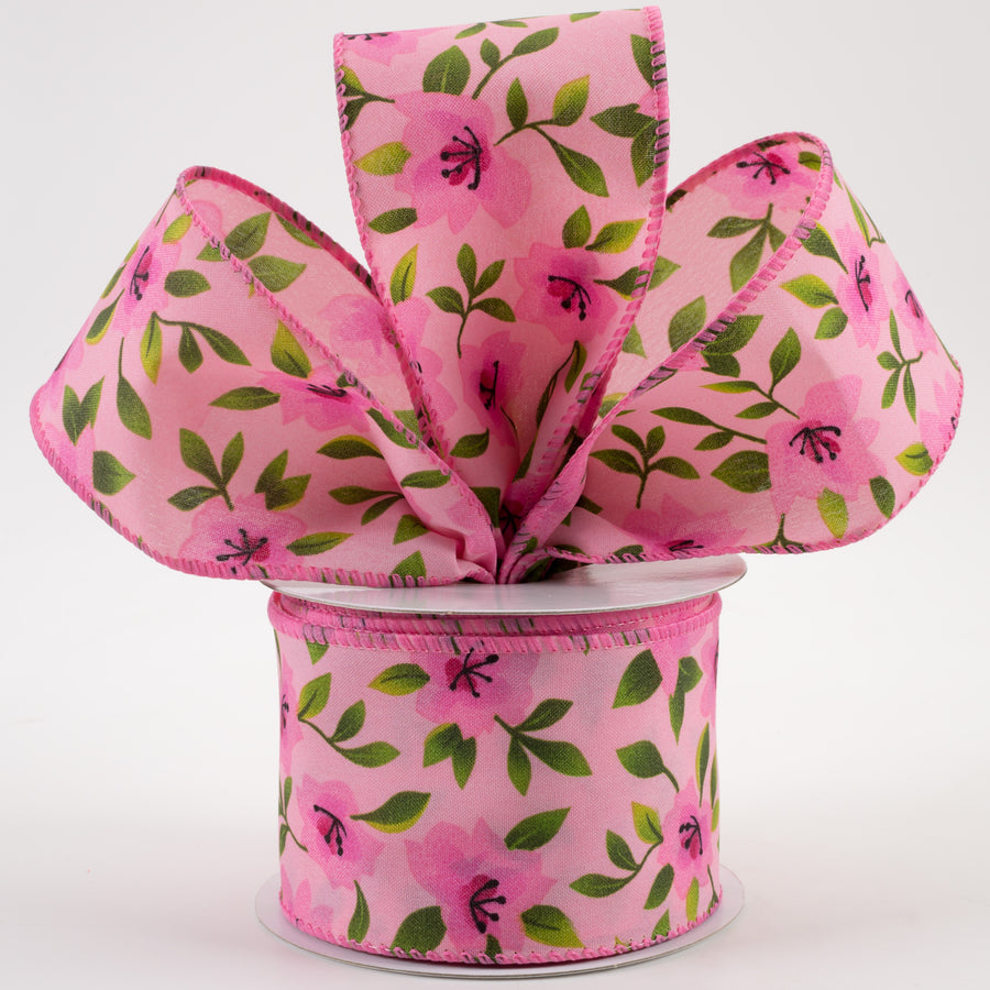 2.5" Magnolias Satin Ribbon: Pink (10 Yards) Lifestyle Photo