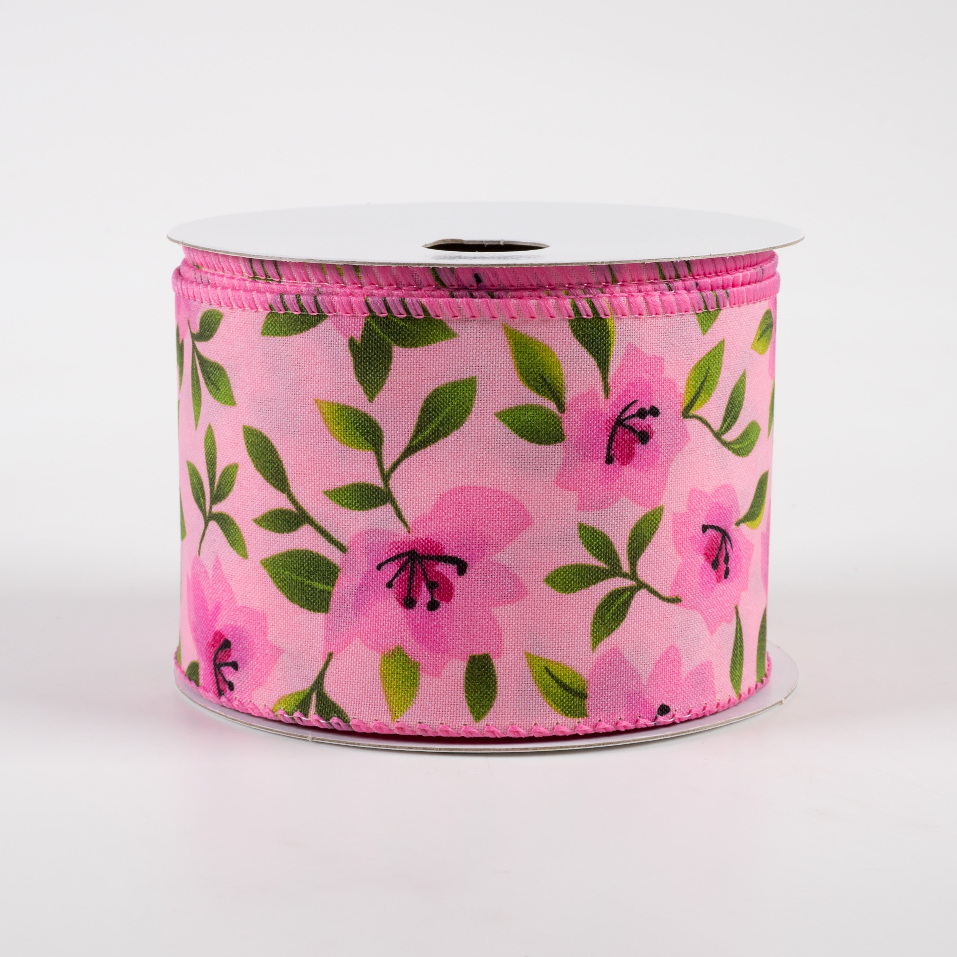 2.5" Magnolias Satin Ribbon: Pink (10 Yards)