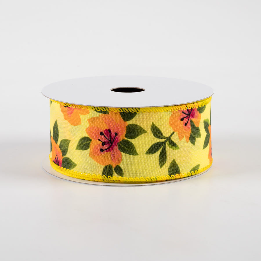 1.5" Magnolias Satin Ribbon: Yellow & Orange (10 Yards)