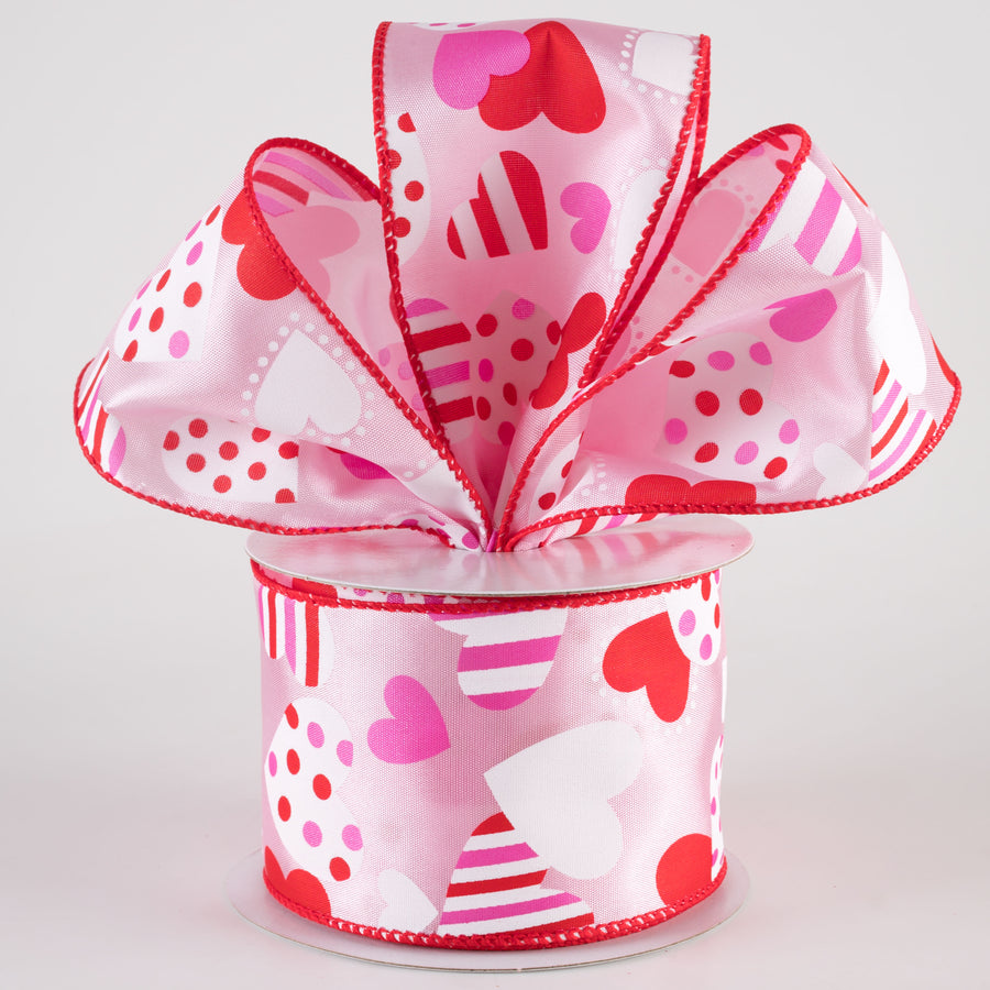 2.5" Maloney Dots & Stripes Hearts Ribbon: Pink (10 Yards) Lifestyle Photo