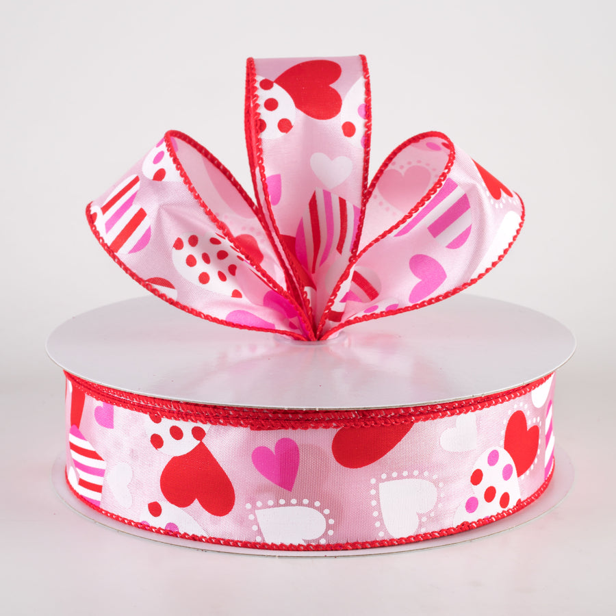 1.5" Maloney Dots & Stripes Hearts Ribbon: Pink (50 Yards) Lifestyle Photo
