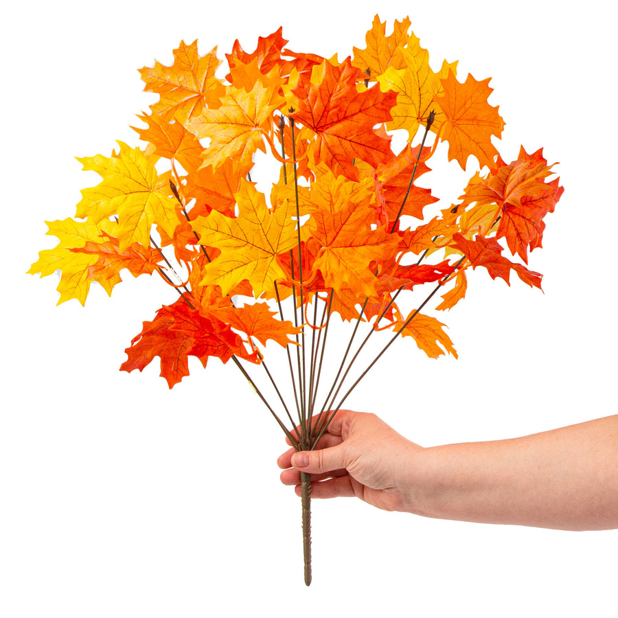 20" Maple Leaf Bush: Orange & Yellow detail photo 3