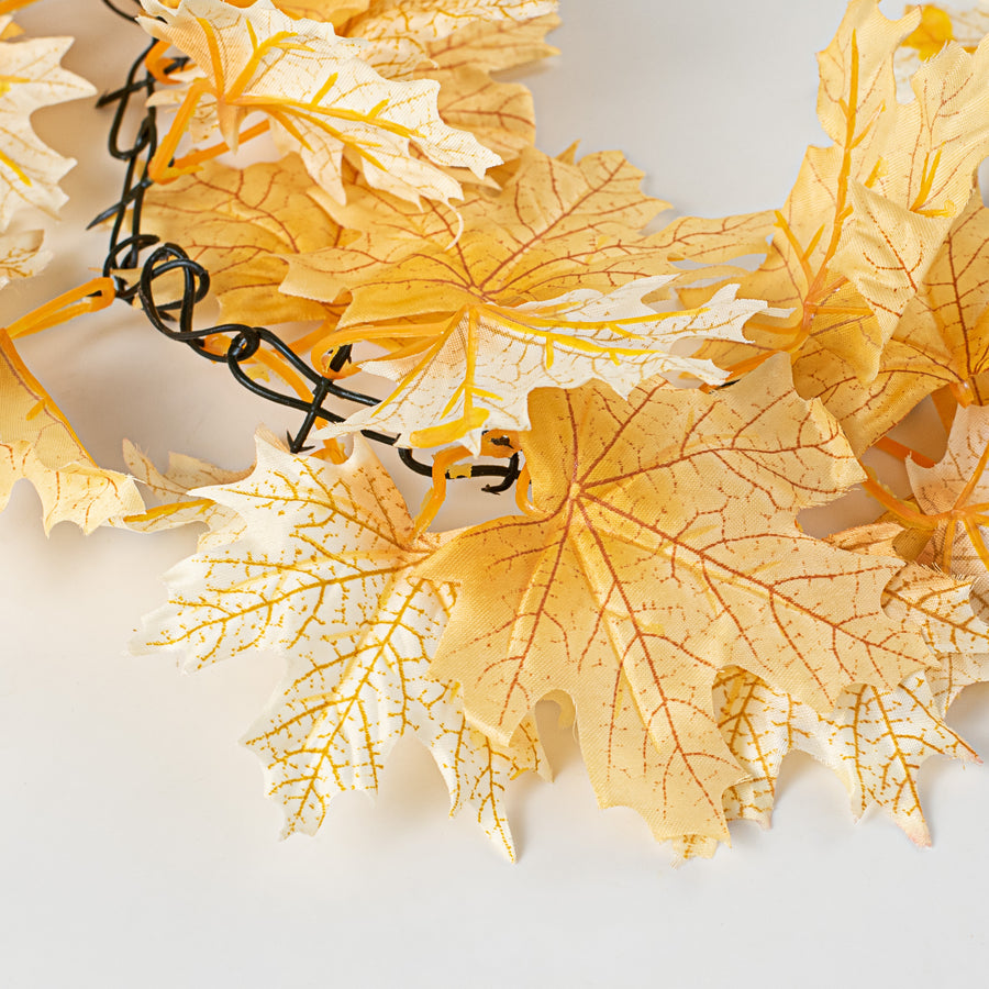 6' Maple Leaf Garland: Beige detail photo 3