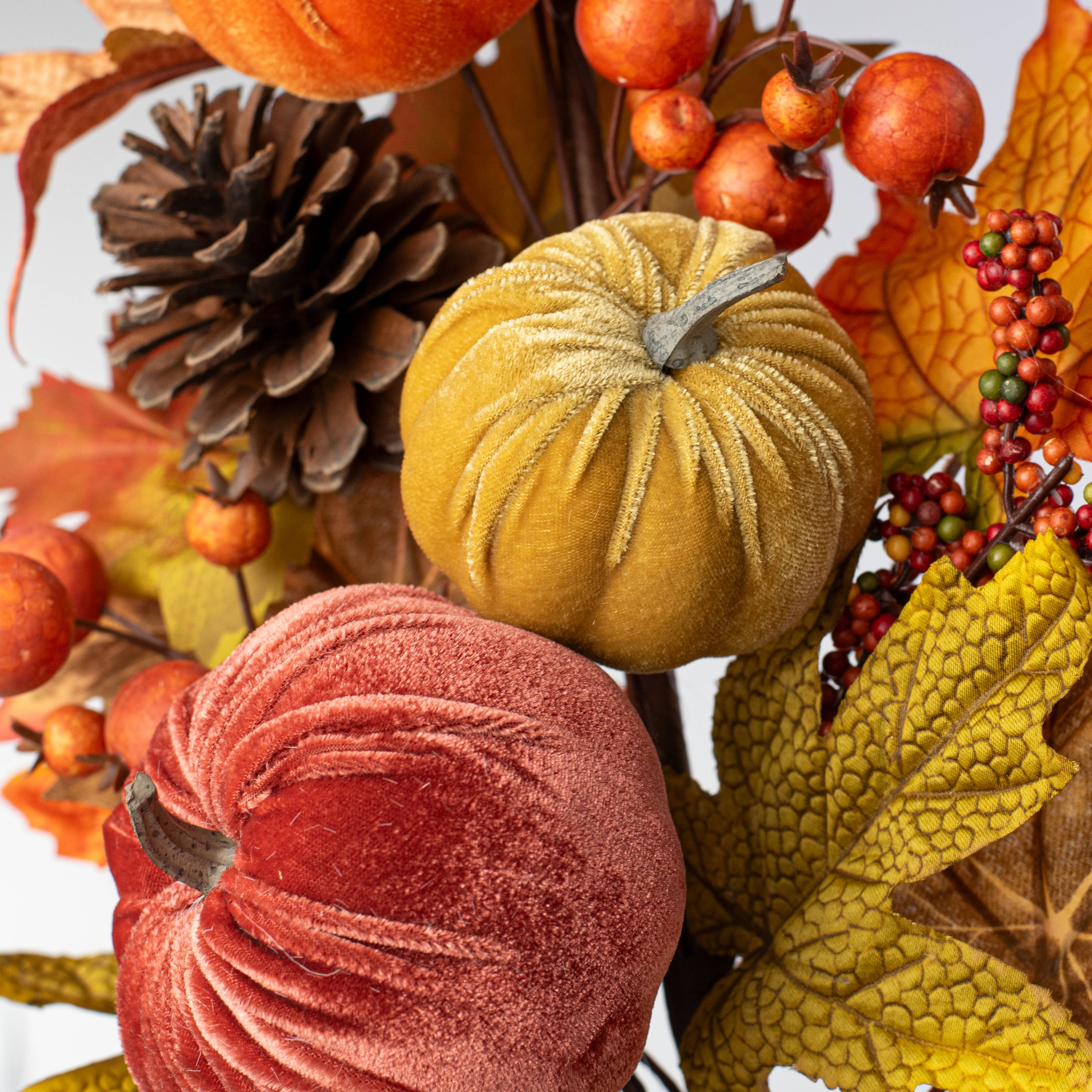 30" Maple Leaves, Pinecones & Fall Pumpkins Spray Lifestyle Photo