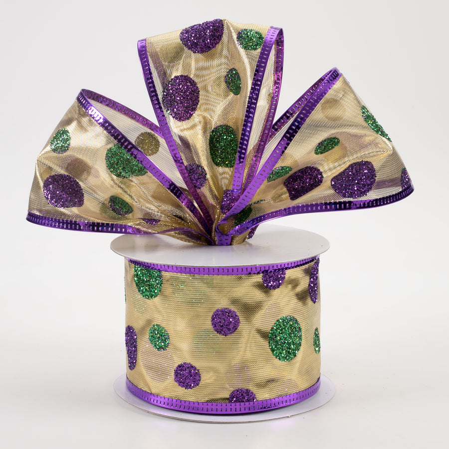 2.5" Mardi Gras Glitter Dots Lamé Ribbon (10 Yards) Lifestyle Photo