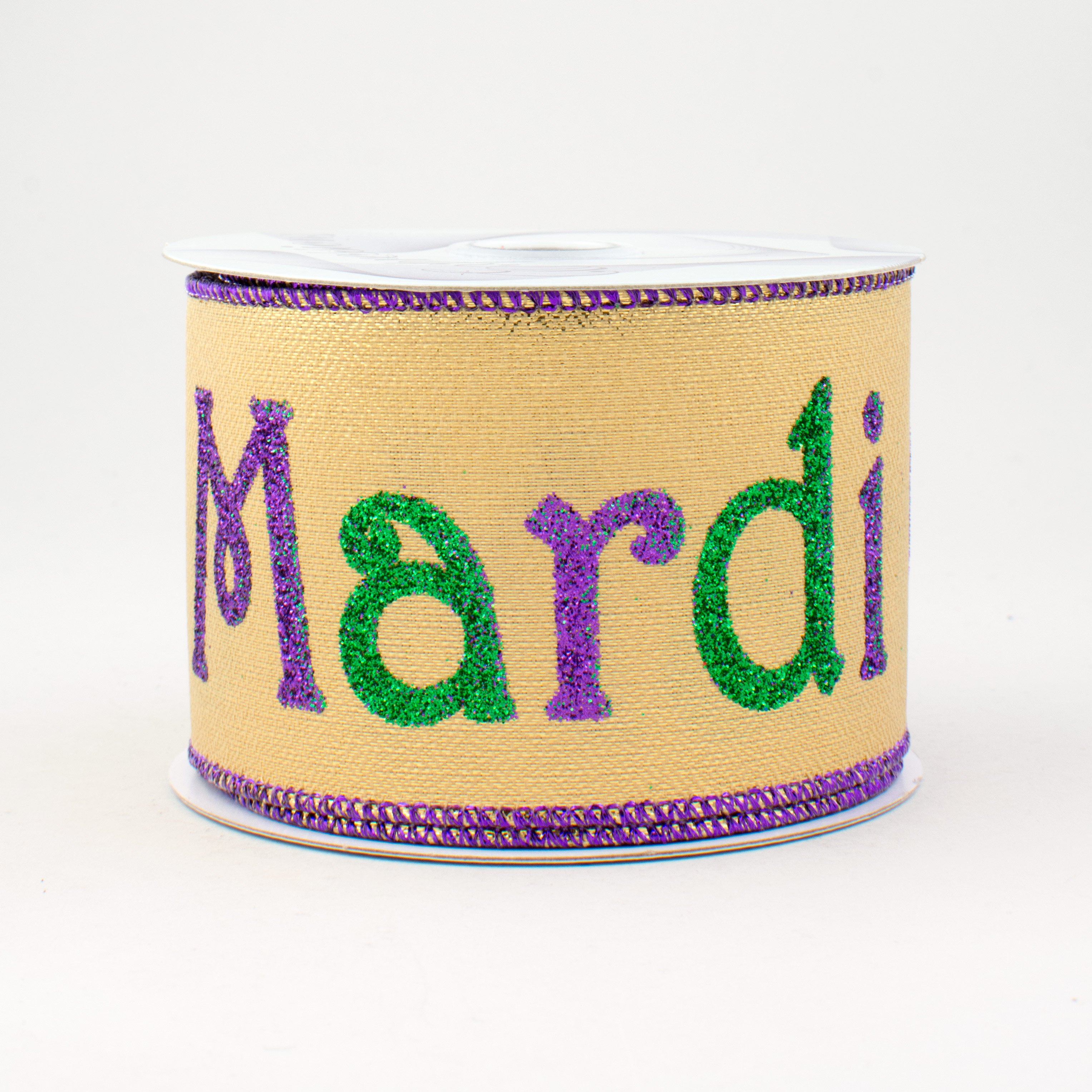 2.5" Mardi Gras Greeting Ribbon (10 Yards)