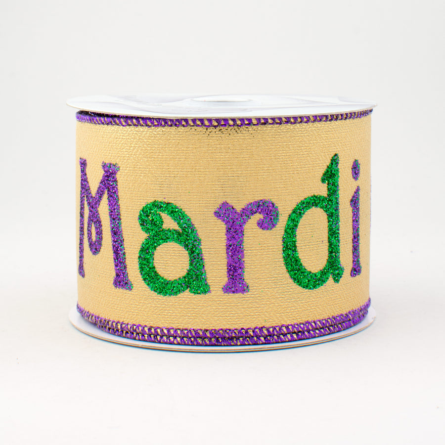 2.5" Mardi Gras Greeting Ribbon (10 Yards)