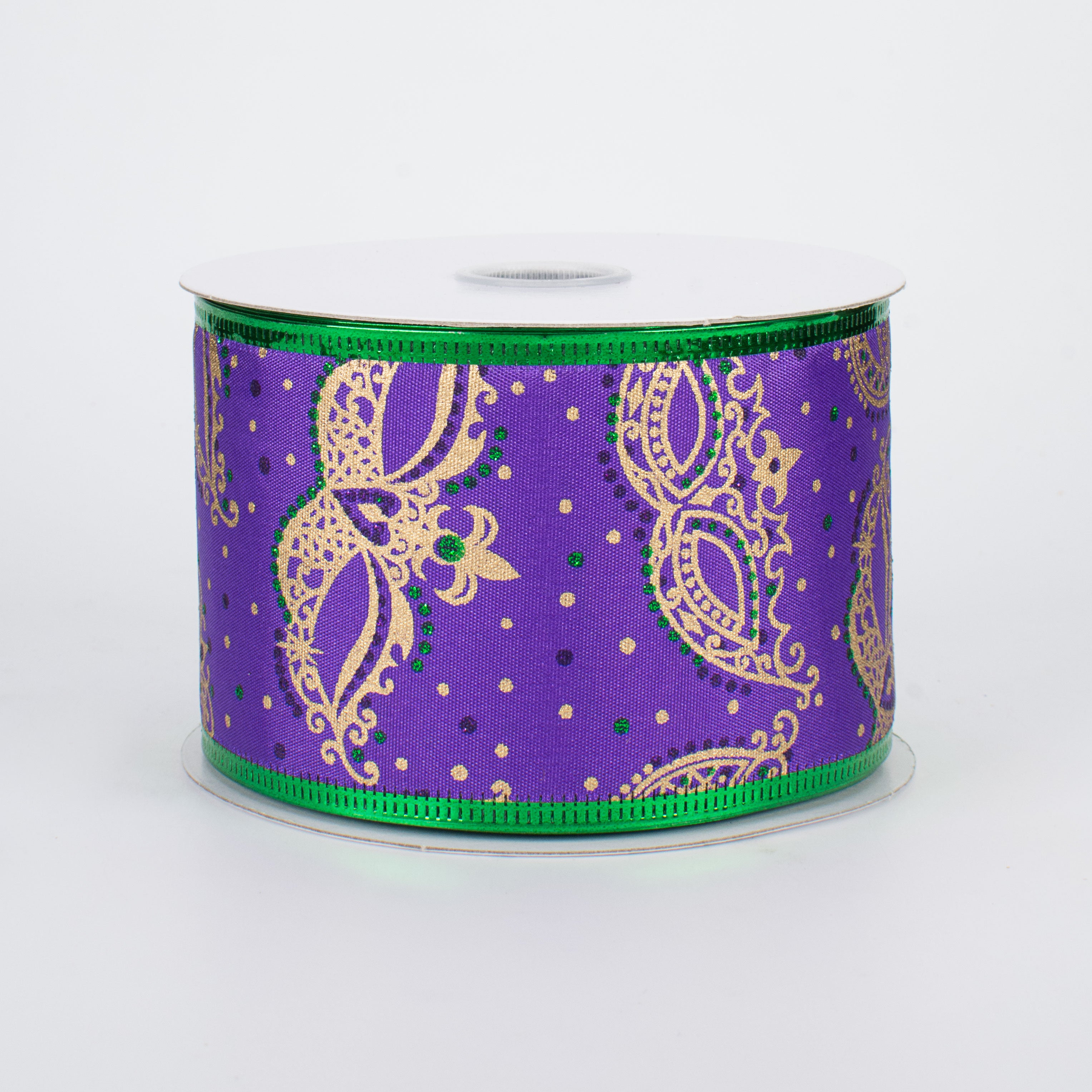 2.5" Mardi Gras Mask Purple Satin Ribbon (10 Yards)