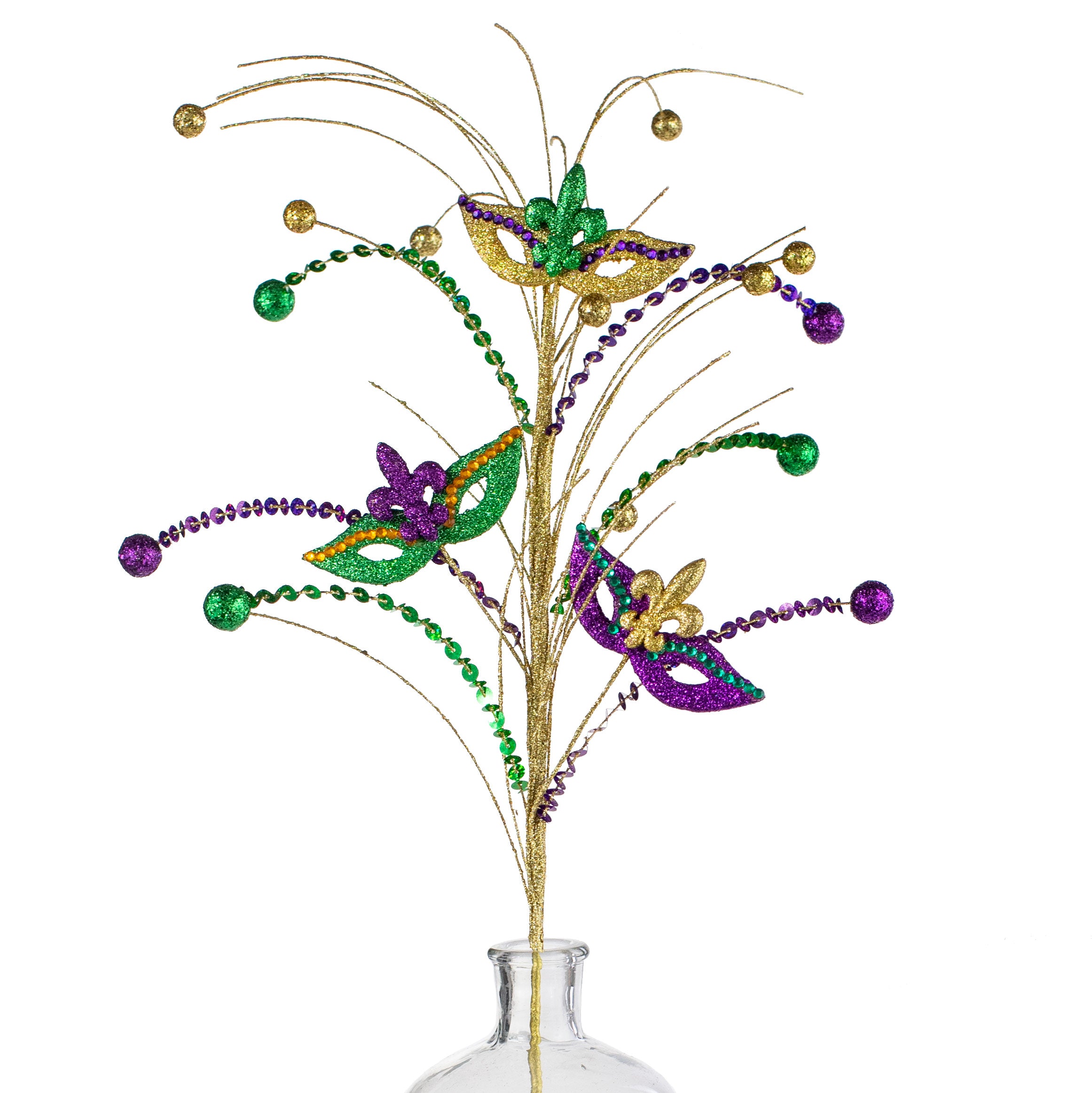 30" Mardi Gras Masks & Balls Spray Item Number: 63484MG