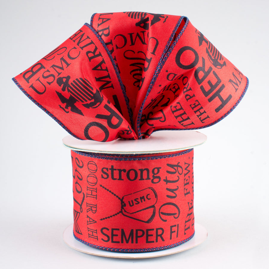 2.5" Marines Ribbon: Red & Blue (10 Yards) Lifestyle Photo