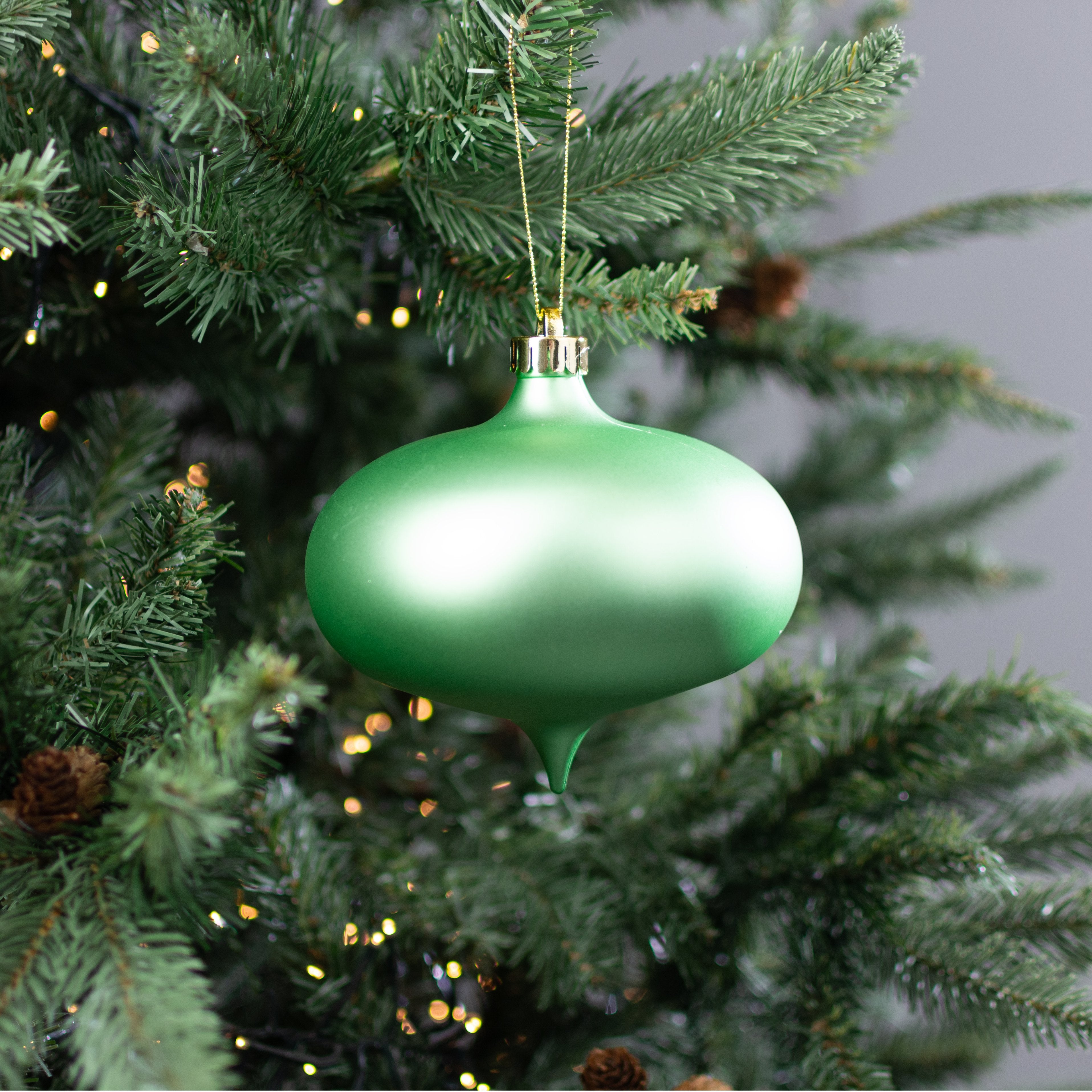 6" Matte Onion Shape Ornament: Mint Green Lifestyle Photo