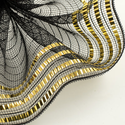 10" Matte XL Wide Foil Border Mesh: Black & Gold Lifestyle Photo