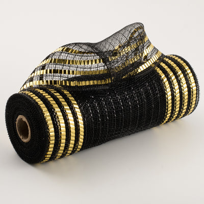 10" Matte XL Wide Foil Border Mesh: Black & Gold Item Number: RY8516F8