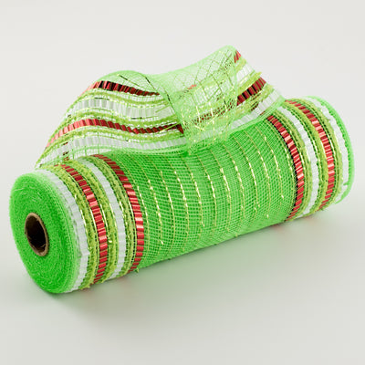 10" Matte XL Wide Foil Border Mesh: Lime, Red, White Item Number: RY8119D7
