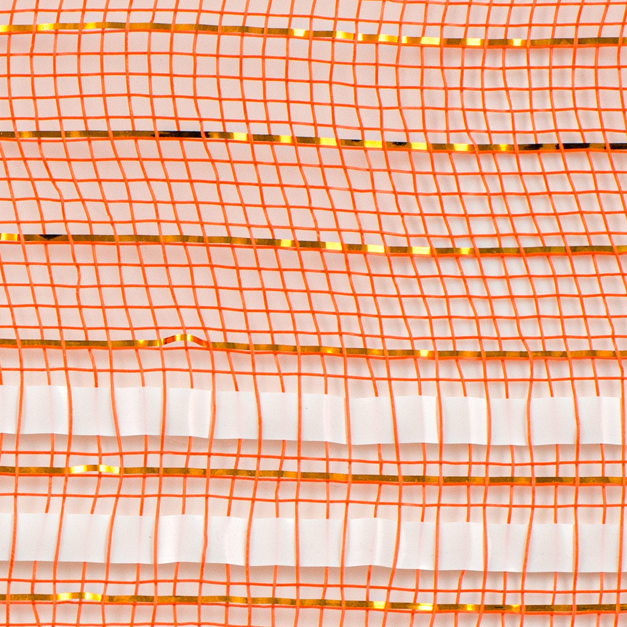 10" Matte XL Wide Foil Border Mesh: Orange & White detail photo 3