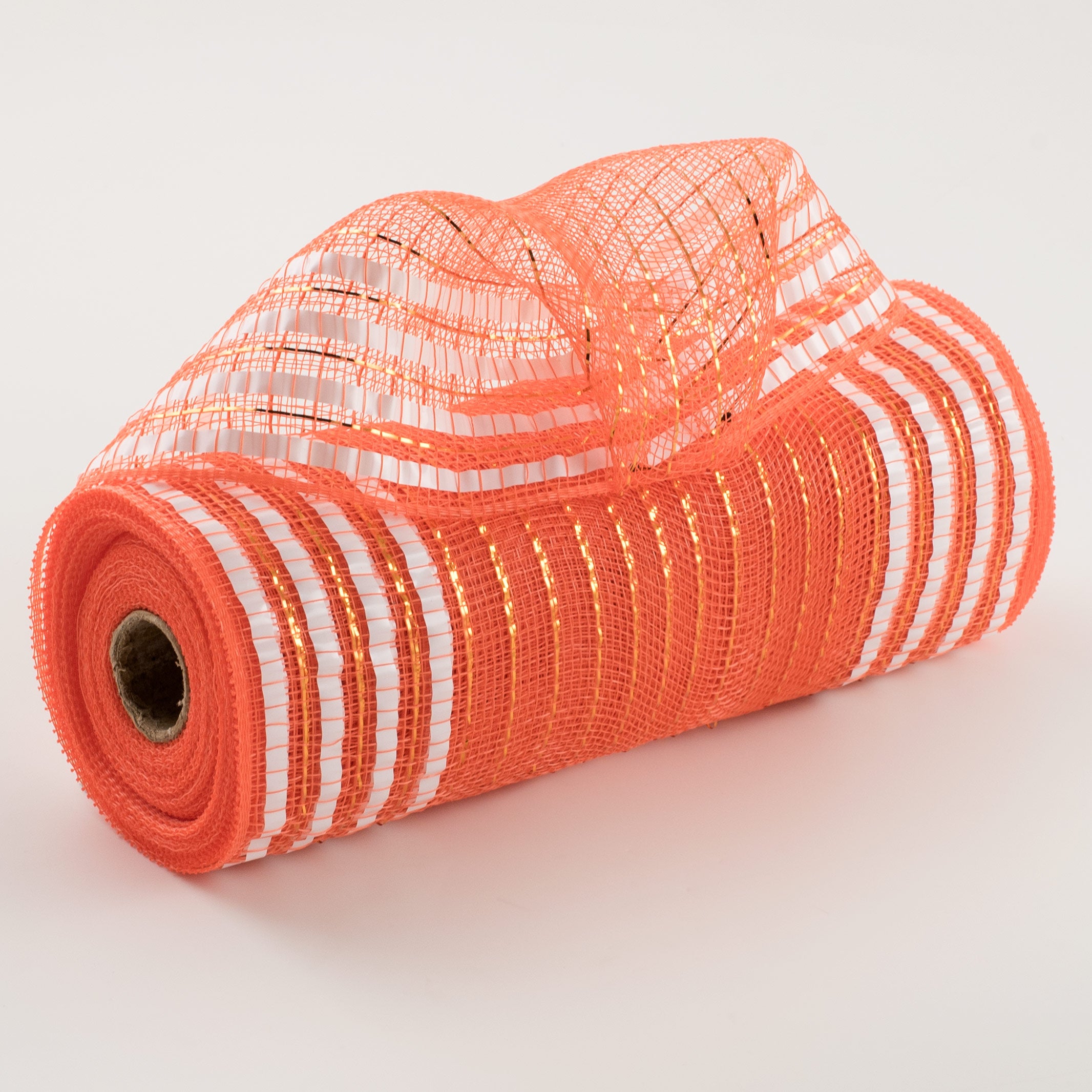 10" Matte XL Wide Foil Border Mesh: Orange & White Item Number: RY851681