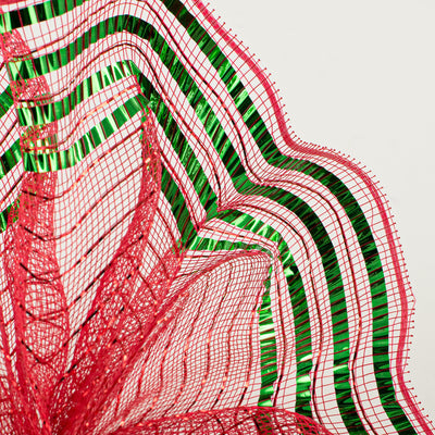 10" Matte XL Wide Foil Border Mesh: Red & Emerald Green Lifestyle Photo