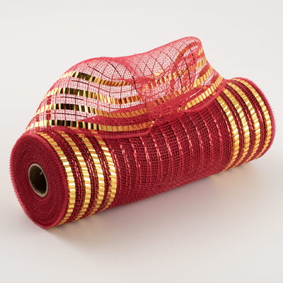 10" Matte XL Wide Foil Border Mesh: Red & Gold Item Number: RY851639