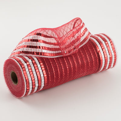 10" Matte XL Wide Foil Border Mesh: Red & White Item Number: RY851549
