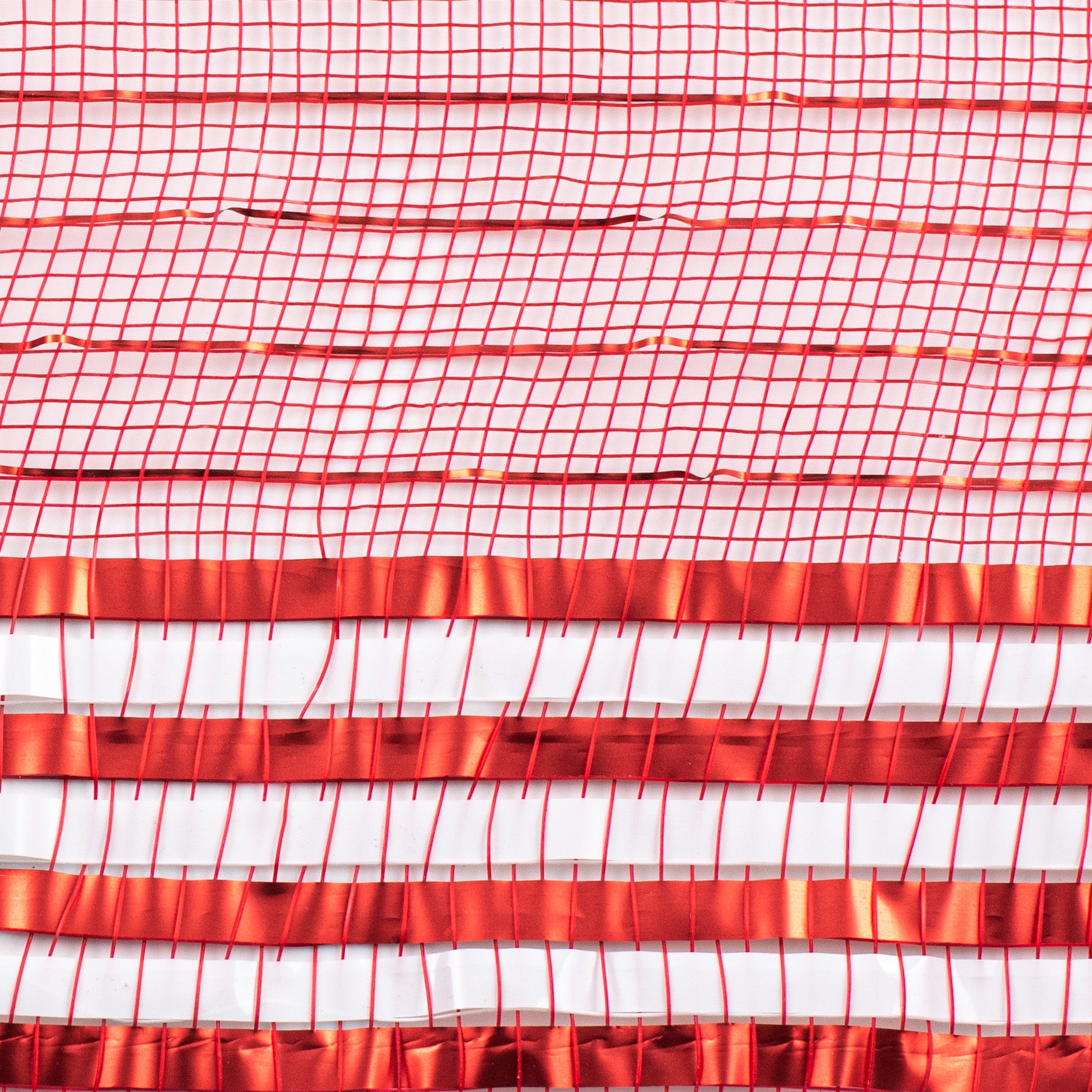 10" Matte XL Wide Foil Border Mesh: Red & White detail photo 3