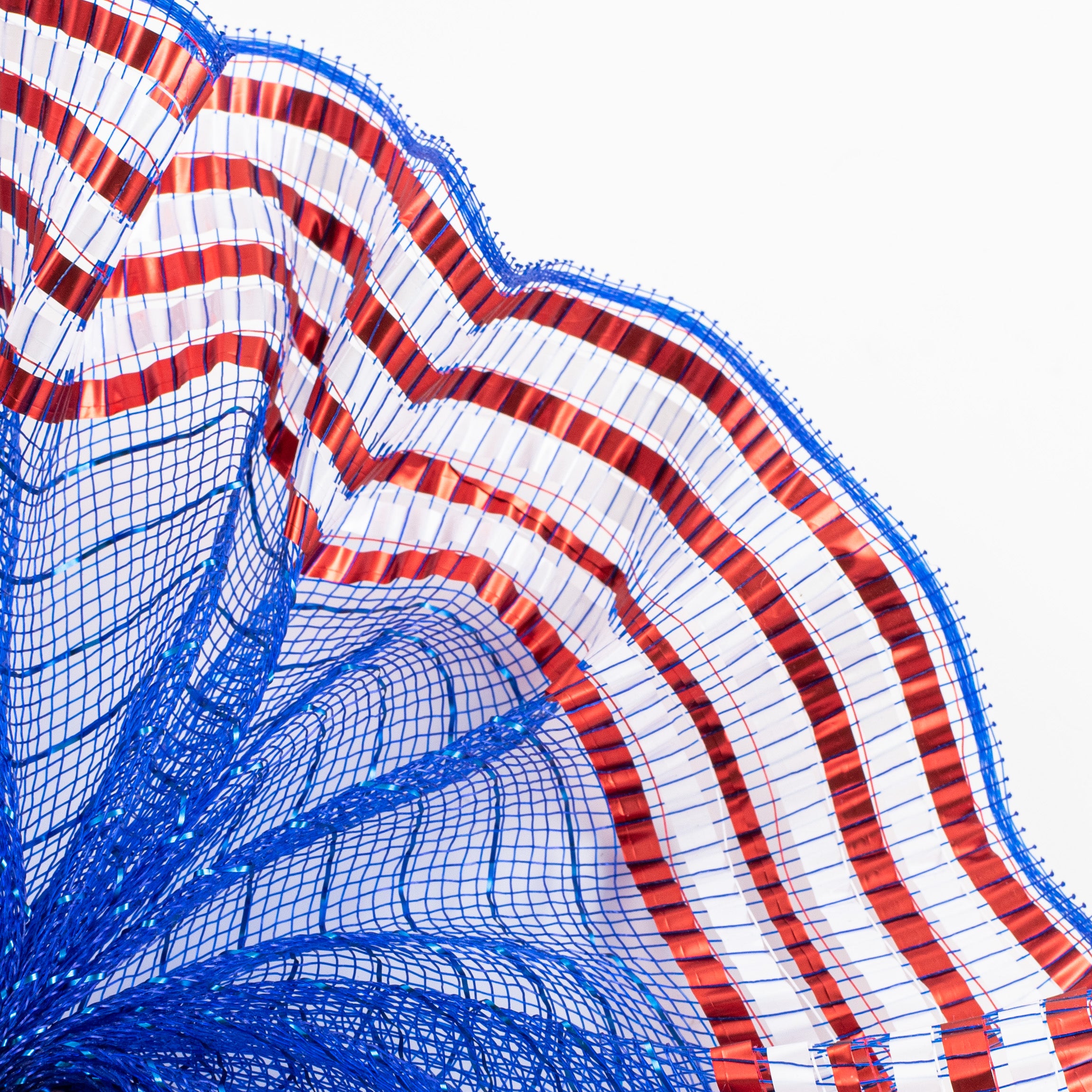 10" Matte XL Wide Foil Border Mesh: Red, White, Blue Lifestyle Photo